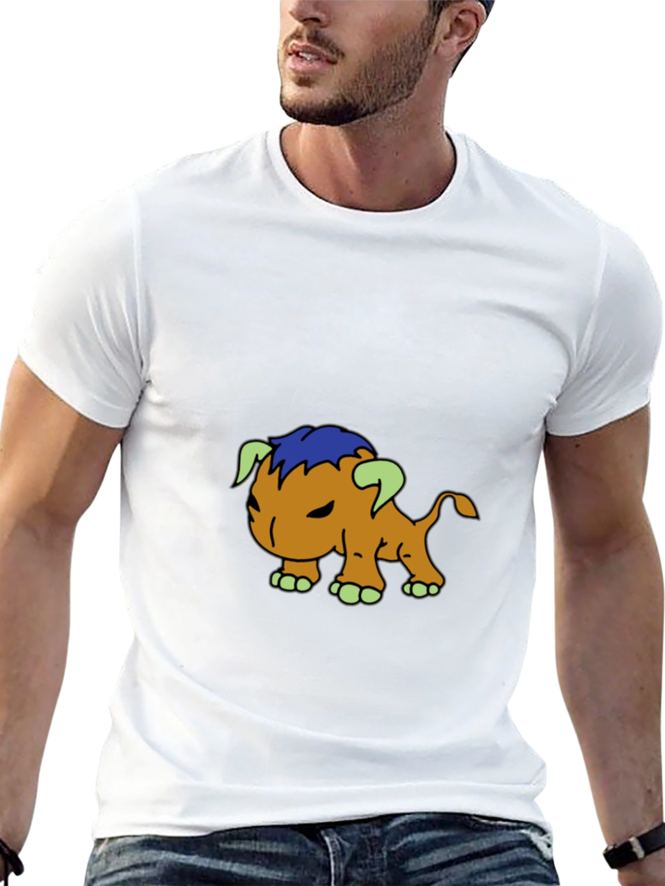 Cartoon Creature Graphic Tee - Black Cotton Blend Shirt