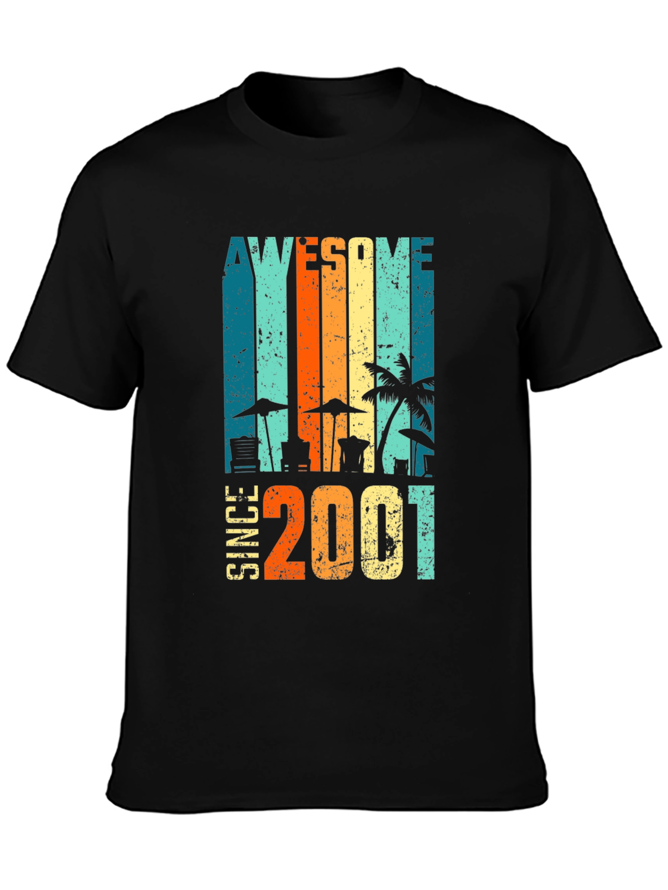 Awesome Since 2001 Graphic Tee - Retro Beach Design