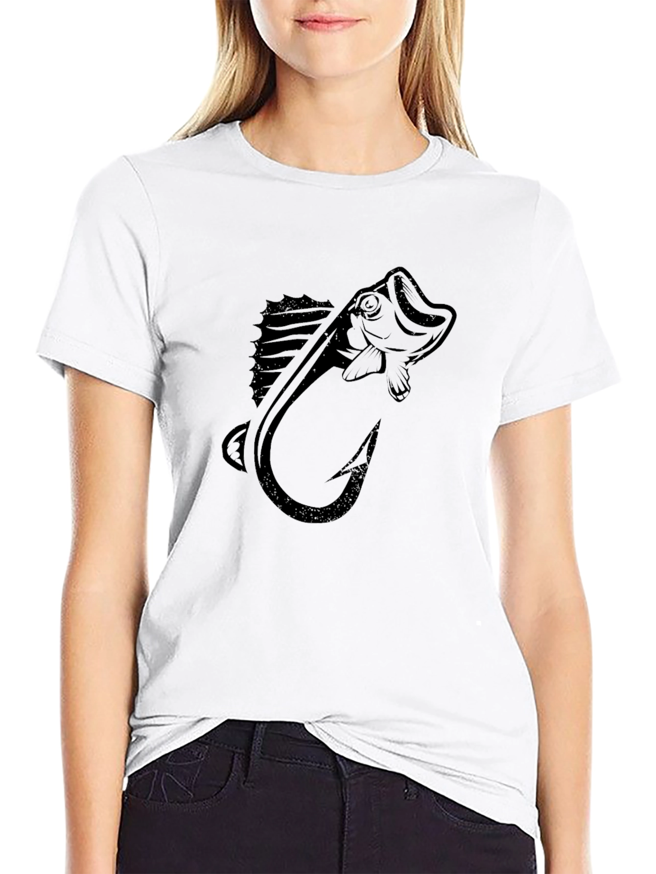 Bass Fishing Hook Graphic T-Shirt