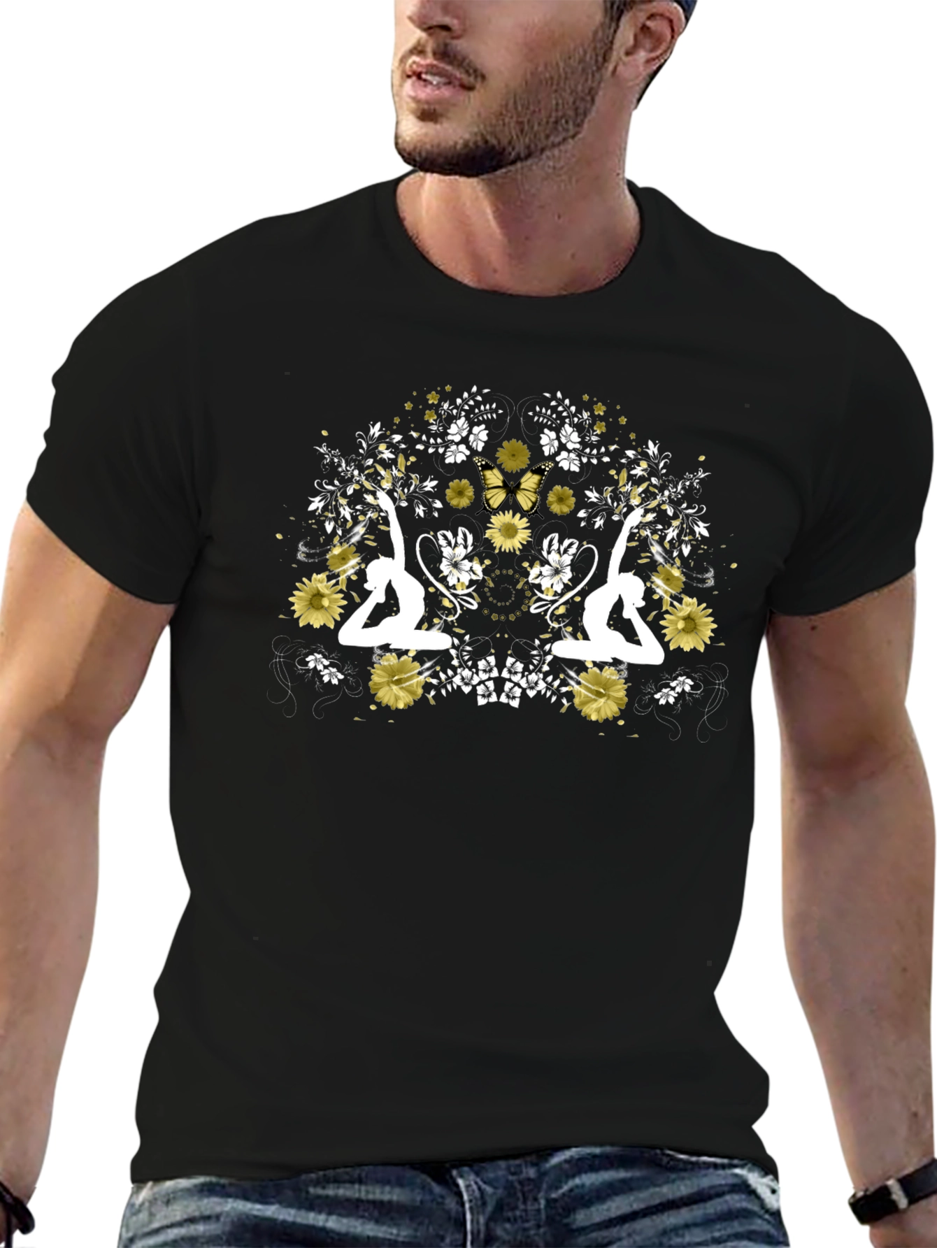 Yoga Floral T-Shirt - Black