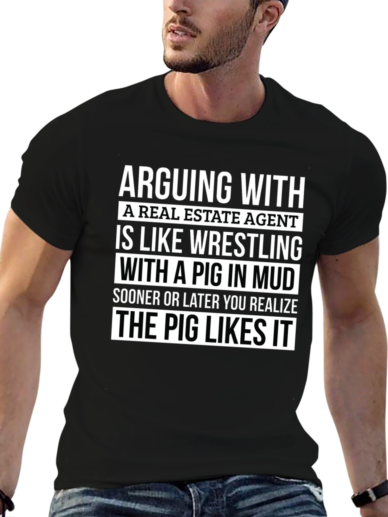 Real Estate Agent Pig in Mud T-Shirt
