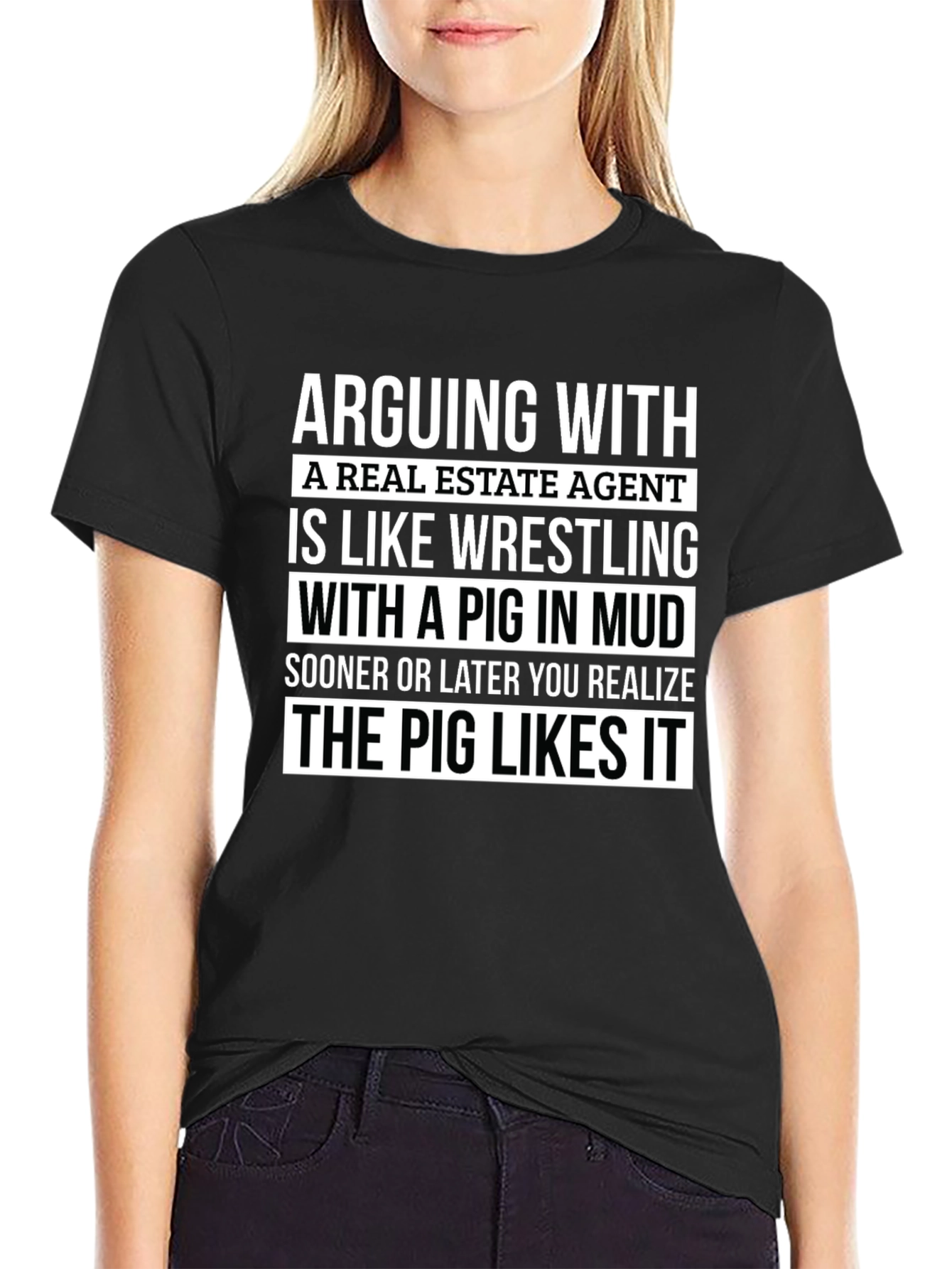 Real Estate Agent Pig in Mud T-Shirt