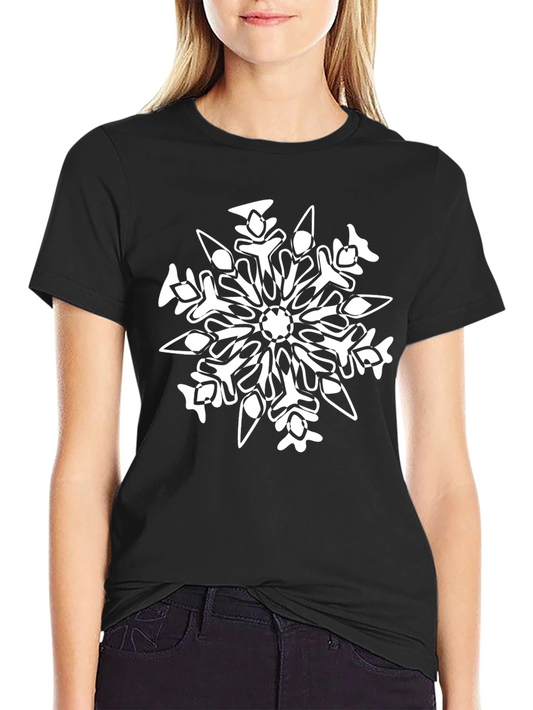 Snowflake Graphic Tee - Stylish Black Cotton Shirt