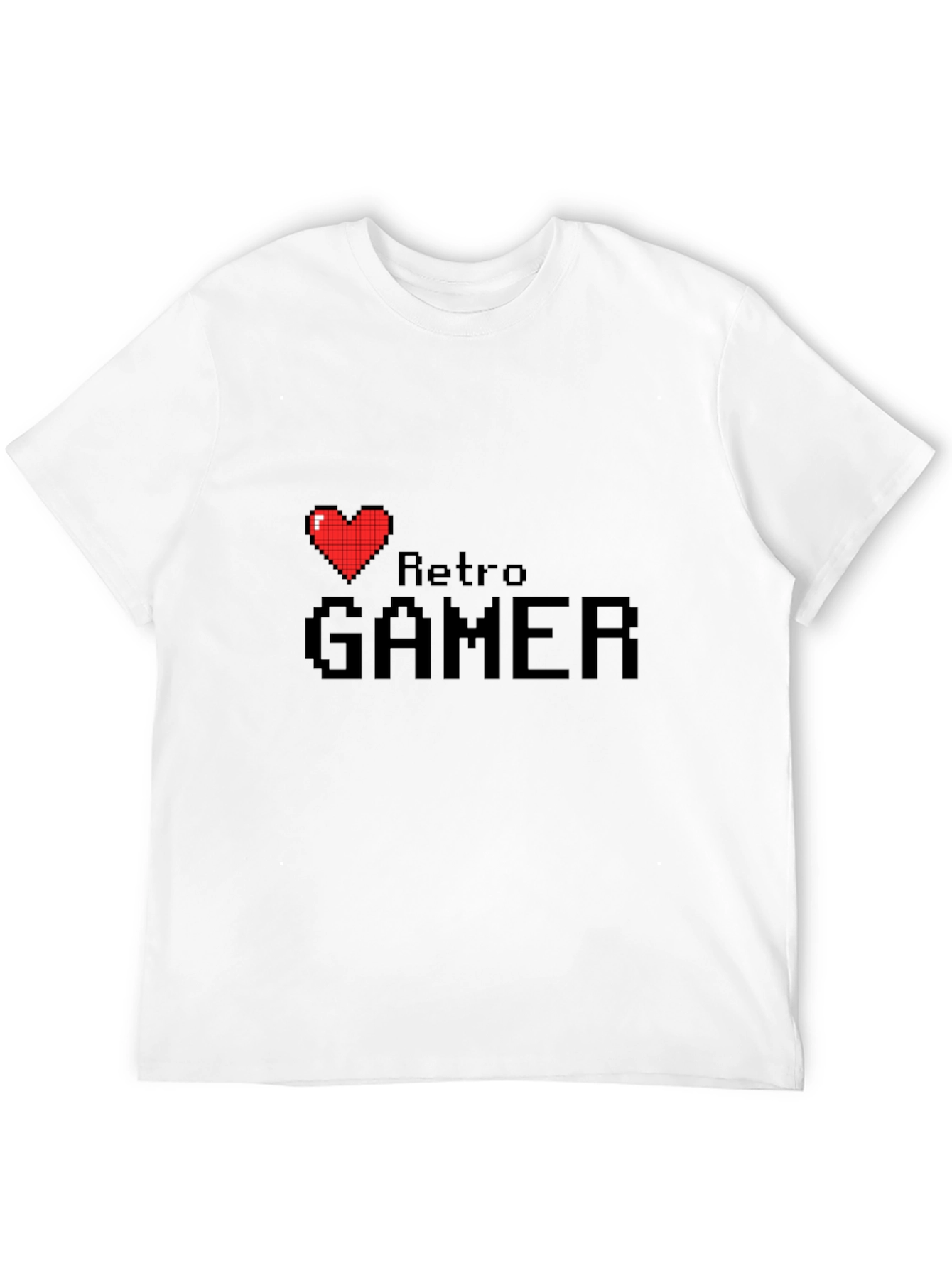 Retro Gamer Black T-Shirt - Pixel Heart Design