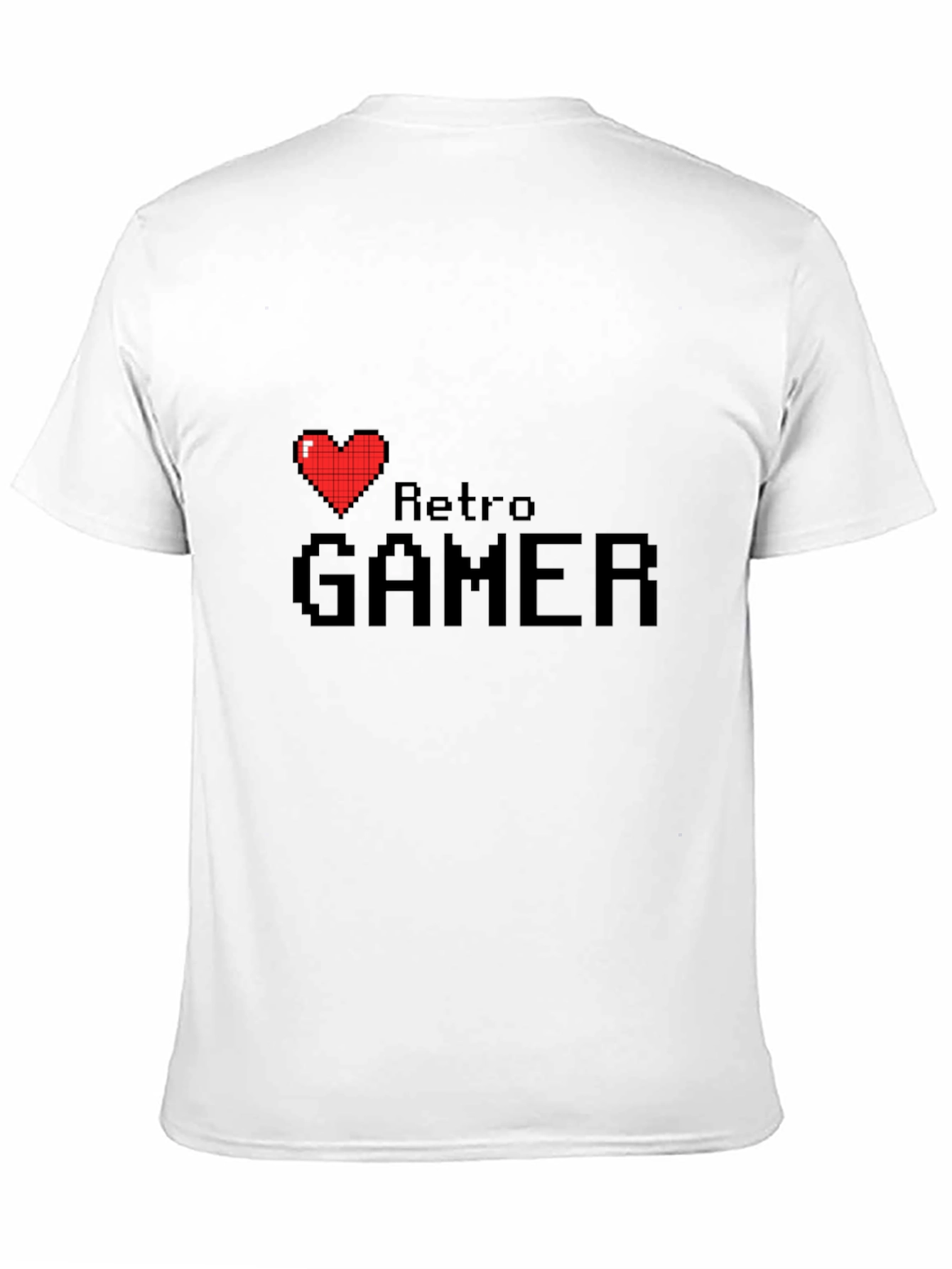 Retro Gamer Black T-Shirt - Pixel Heart Design