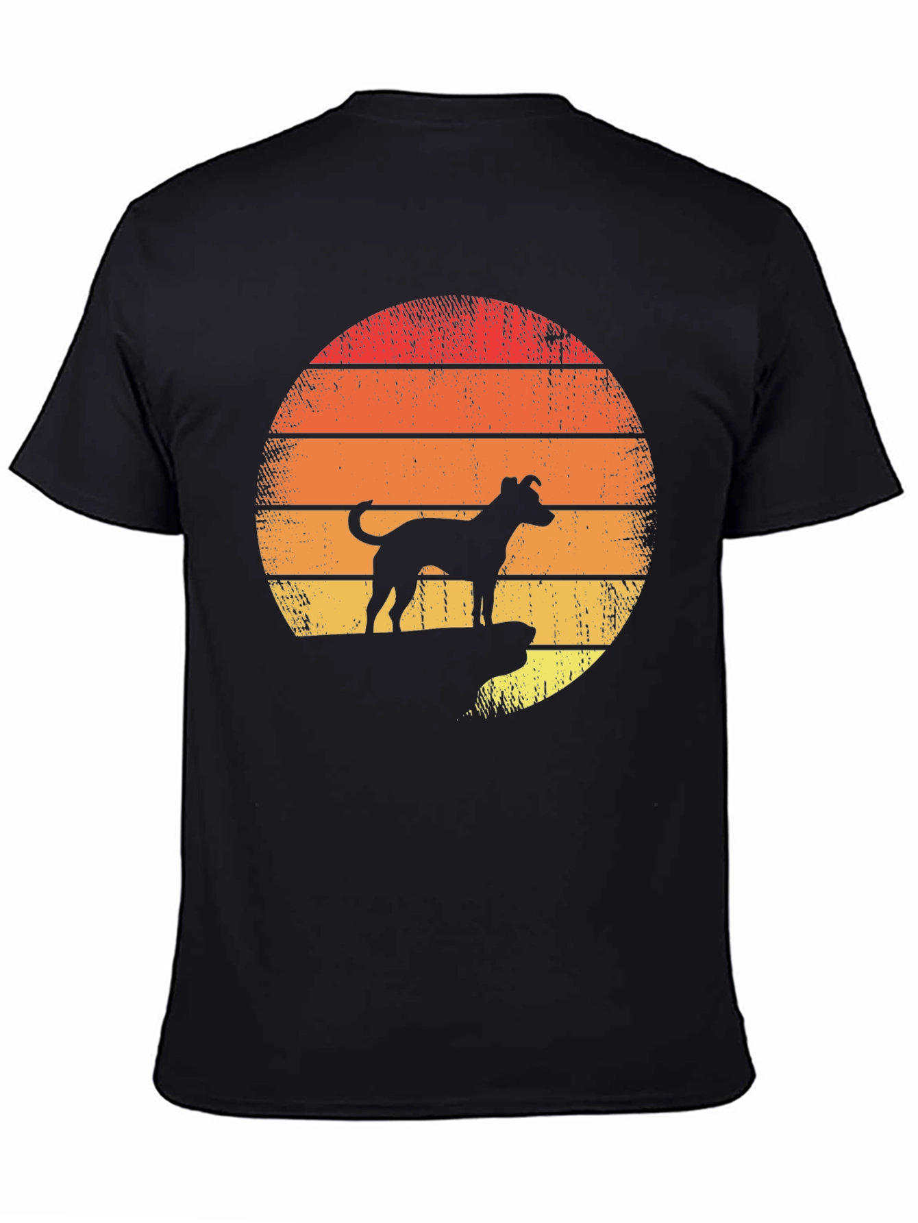 Dog Silhouette Retro Sunset T-Shirt
