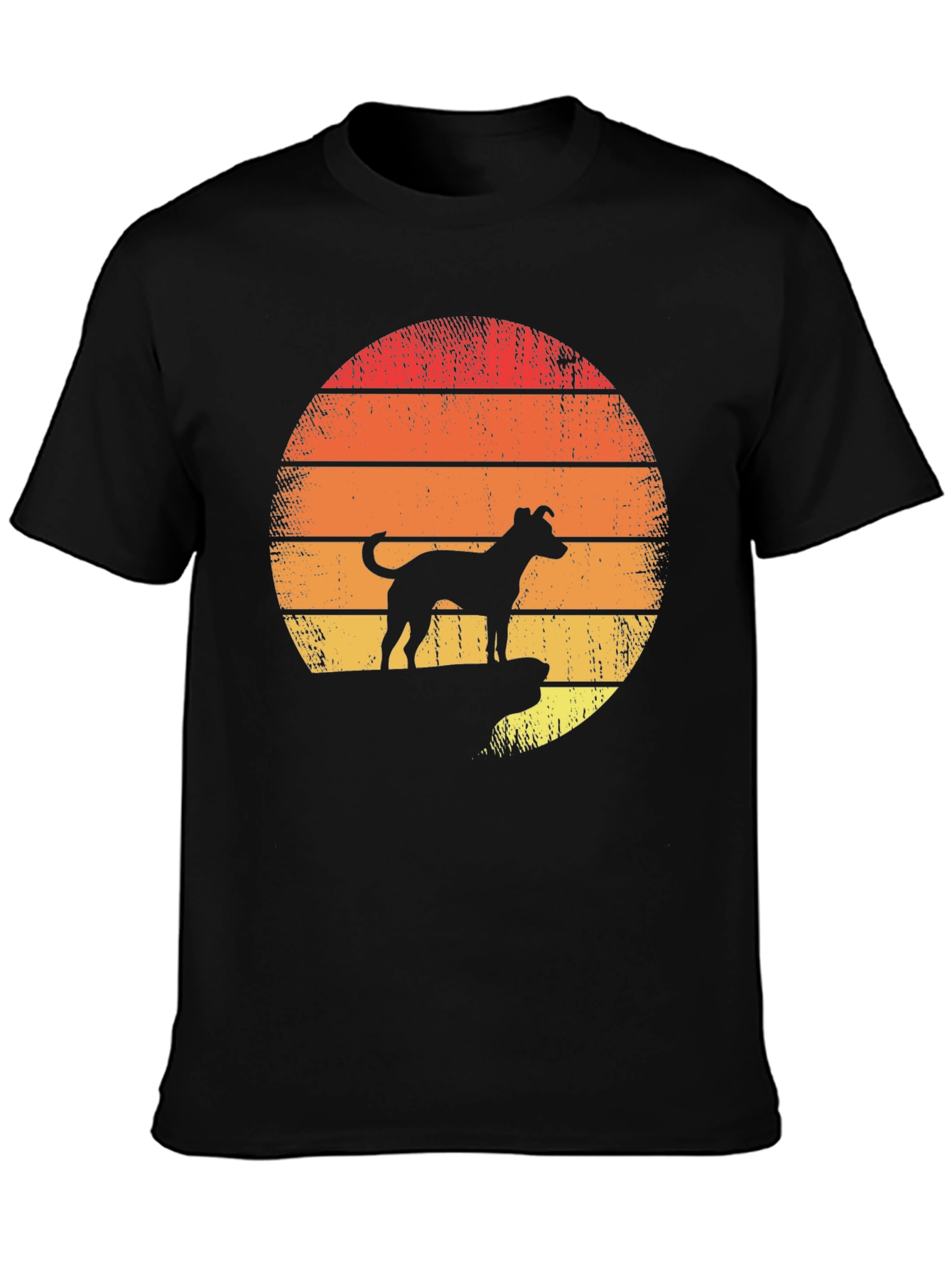 Dog Silhouette Retro Sunset T-Shirt
