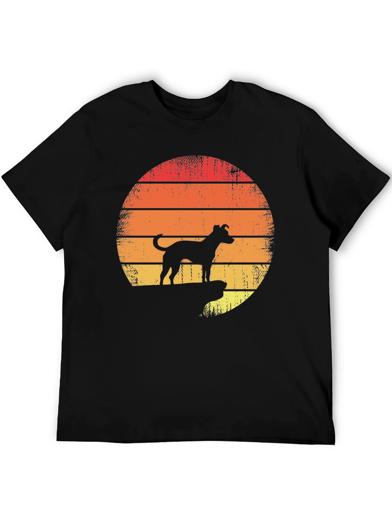 Dog Silhouette Retro Sunset T-Shirt