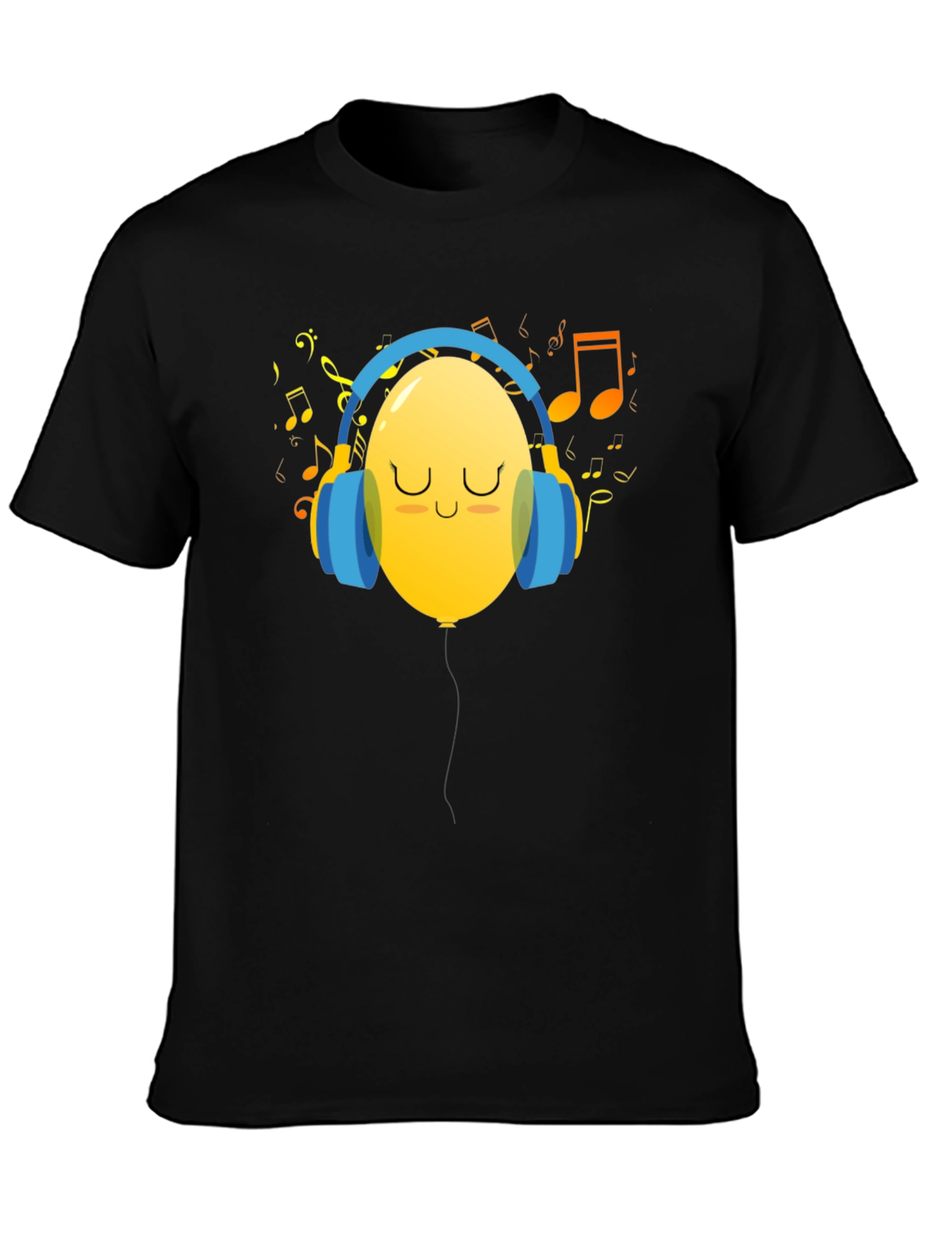 Musical Balloon Graphic Tee - Black Casual Shirt