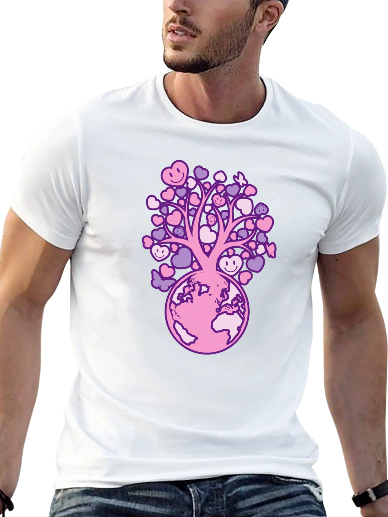 Heart Tree on Earth Graphic Tee - Black