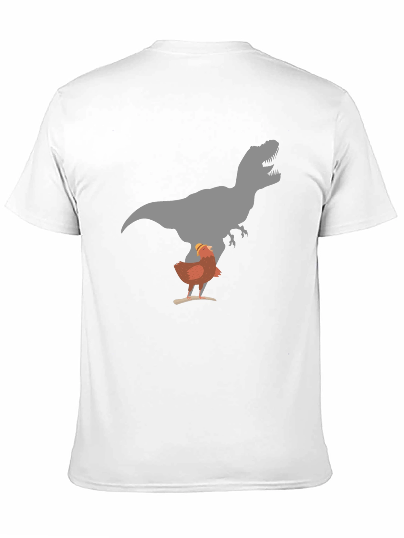 Funny Chicken and T-Rex Graphic Black T-Shirt