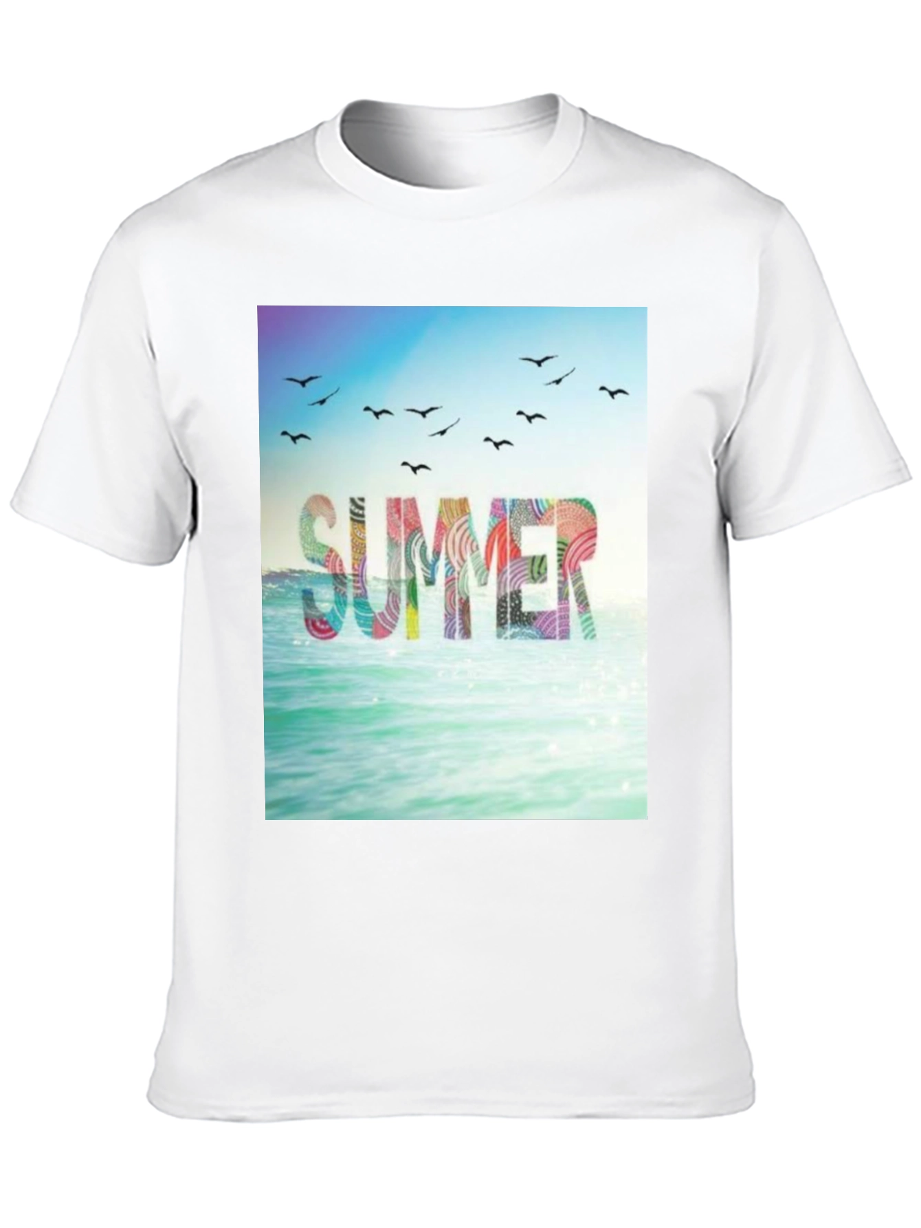 Summer Beach Graphic Tee - Black Cotton T-Shirt