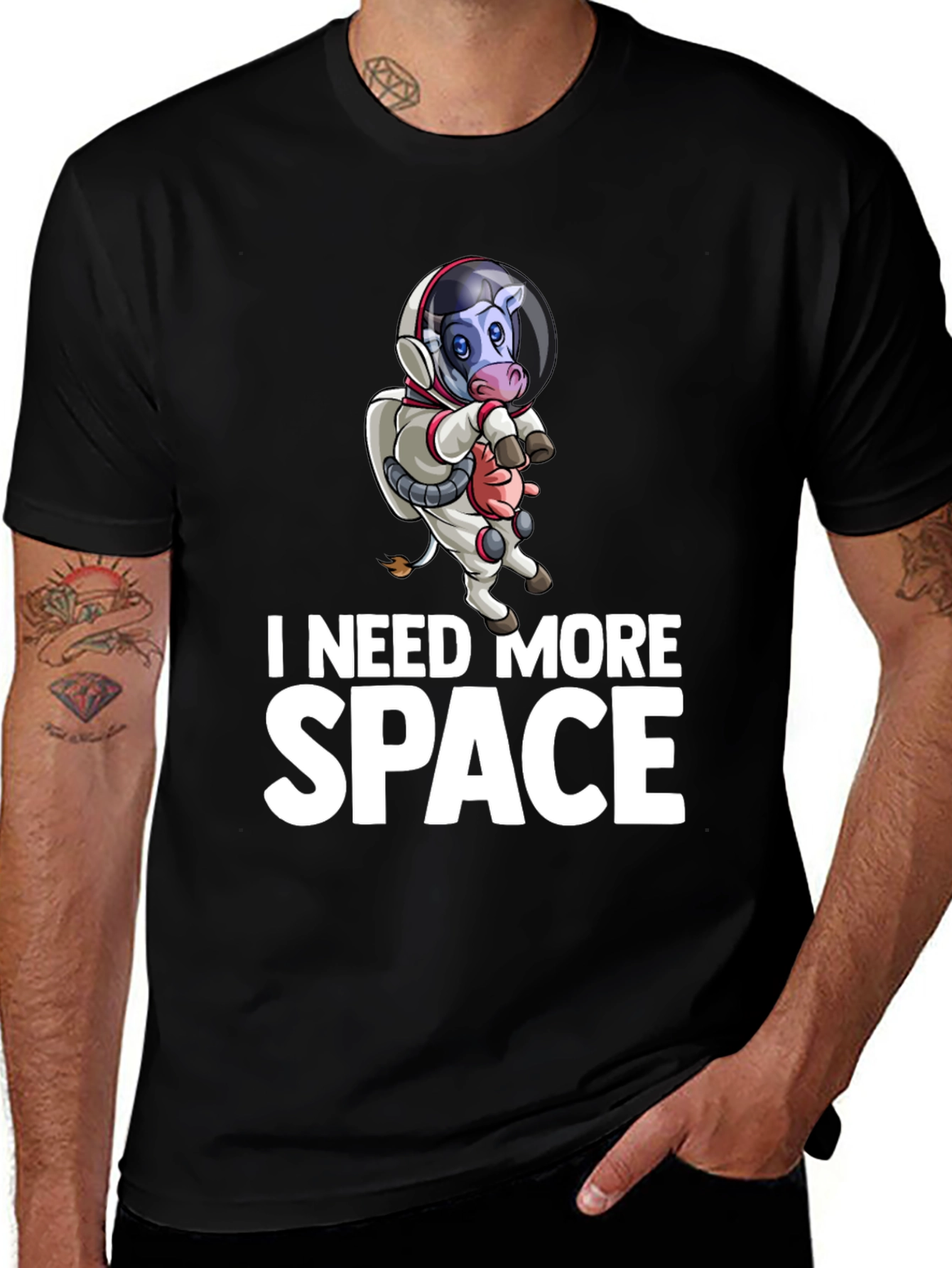 I Need More Space Cow Astronaut Graphic T-Shirt