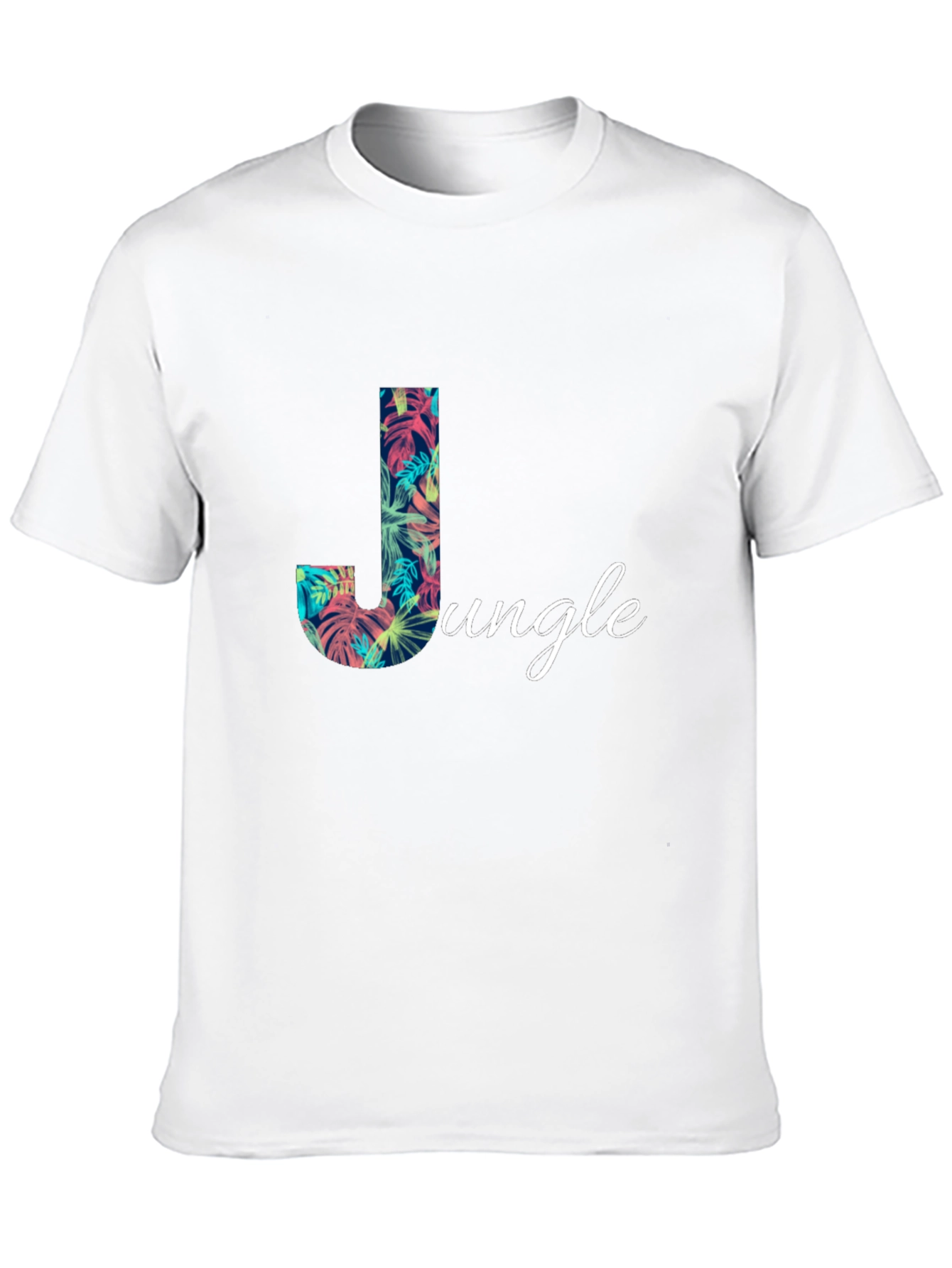 Tropical Jungle Letter J Mens Black T-Shirt