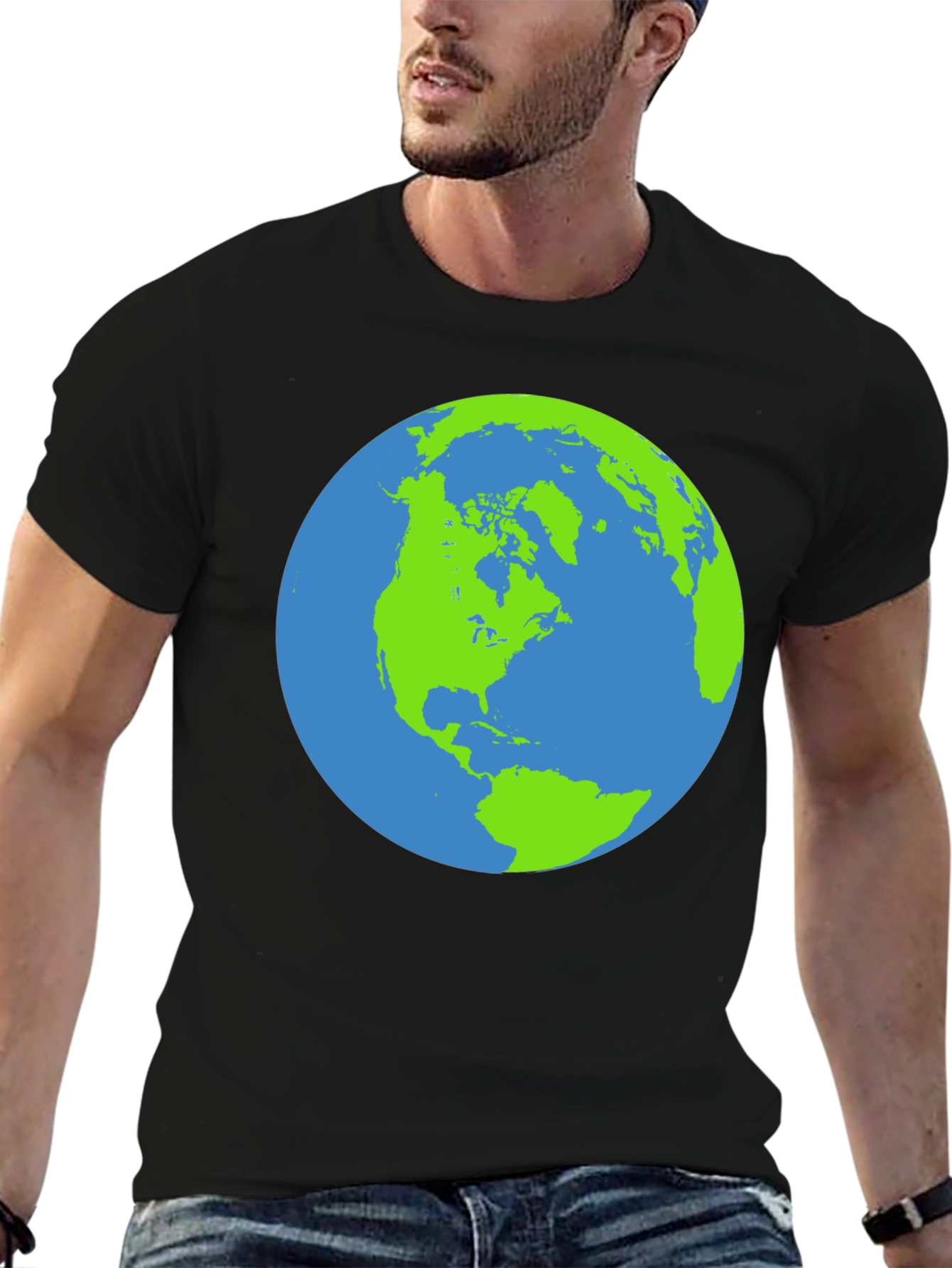 Earth Graphic Black T-Shirt - Globe Design