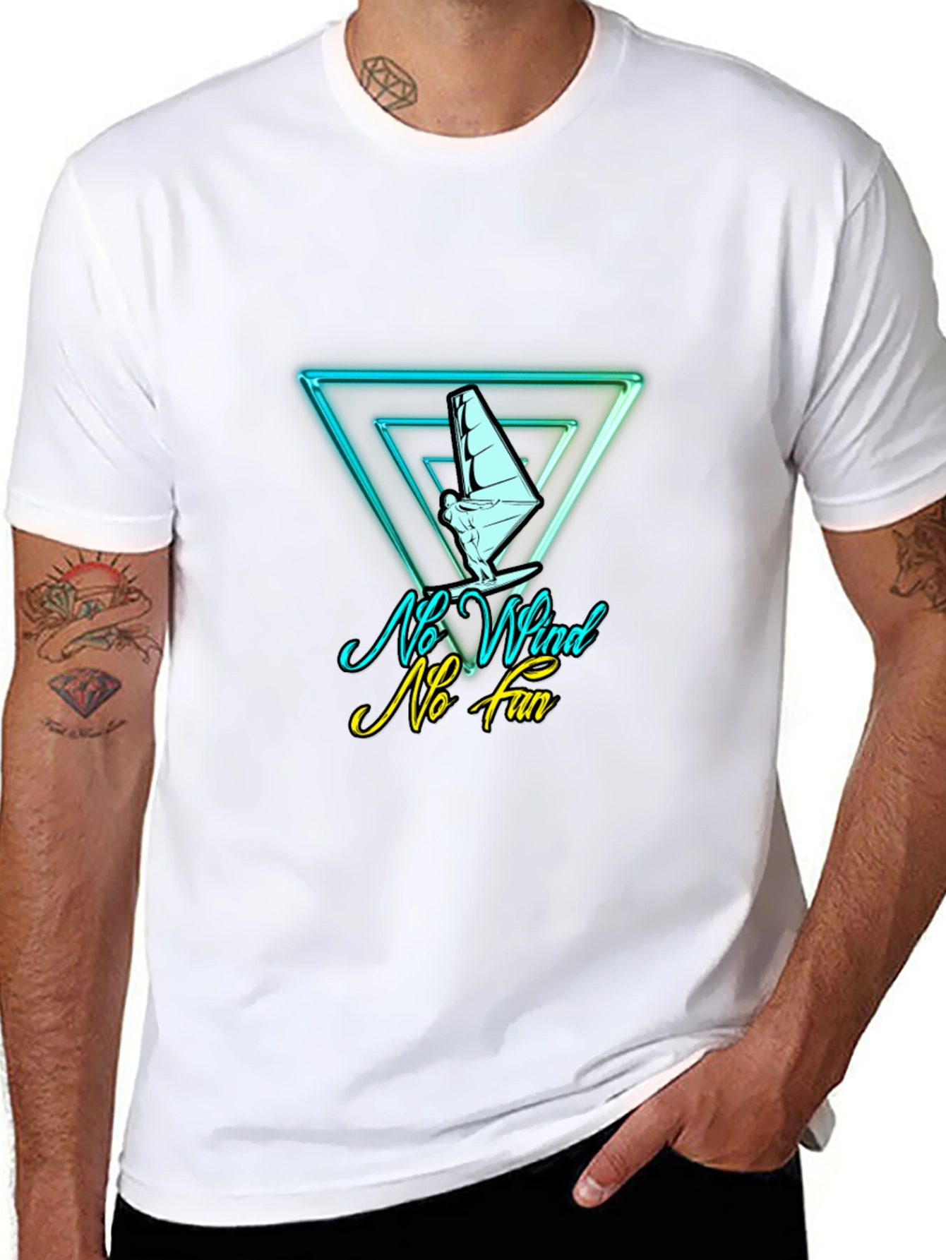 No Wind No Fun T-Shirt - Sailboard Graphic Tee