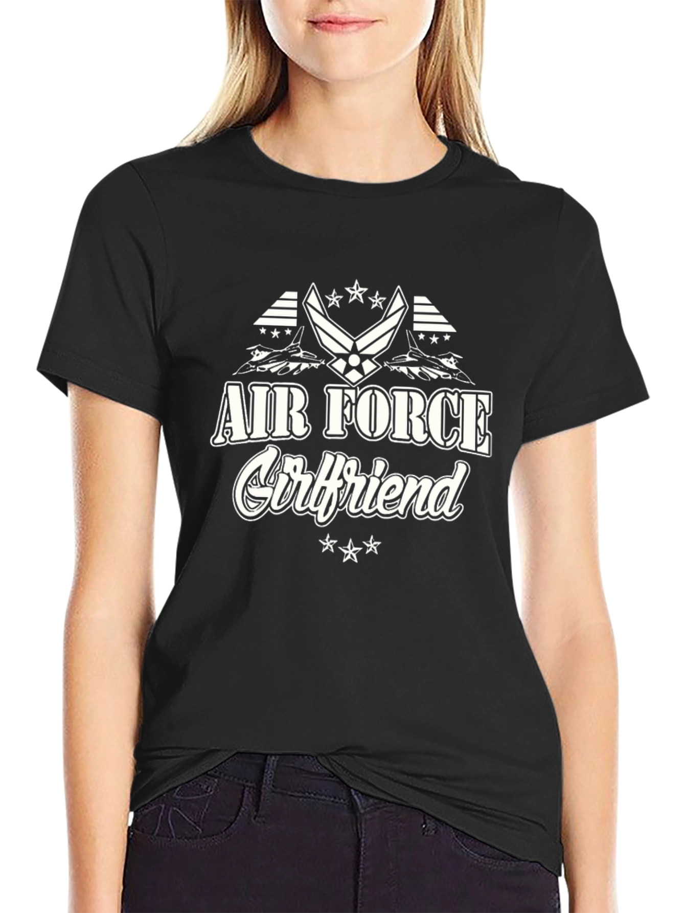 Air Force Girlfriend Graphic Tee - Black