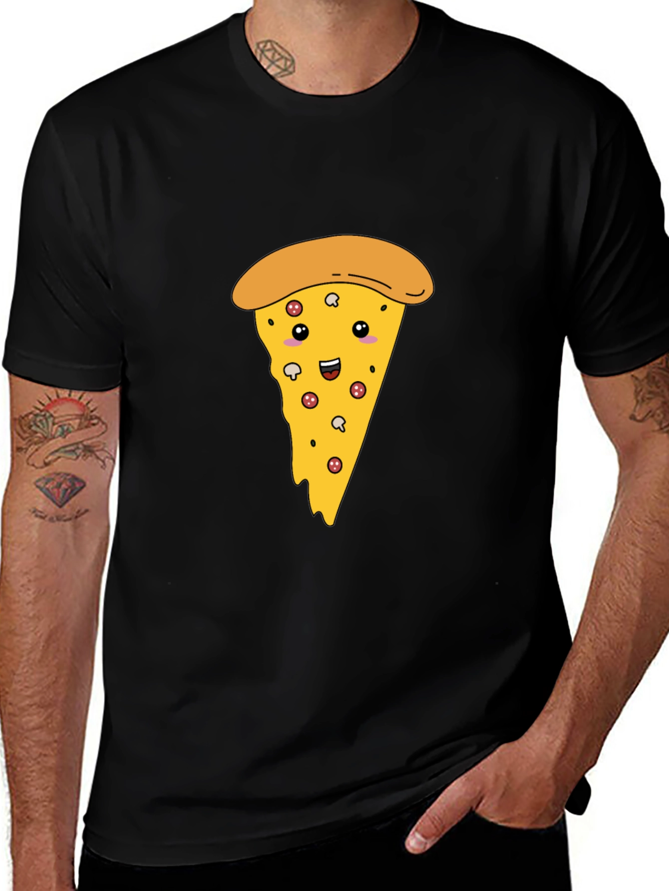 Pizza Slice Graphic Tee - Unisex Black T-Shirt