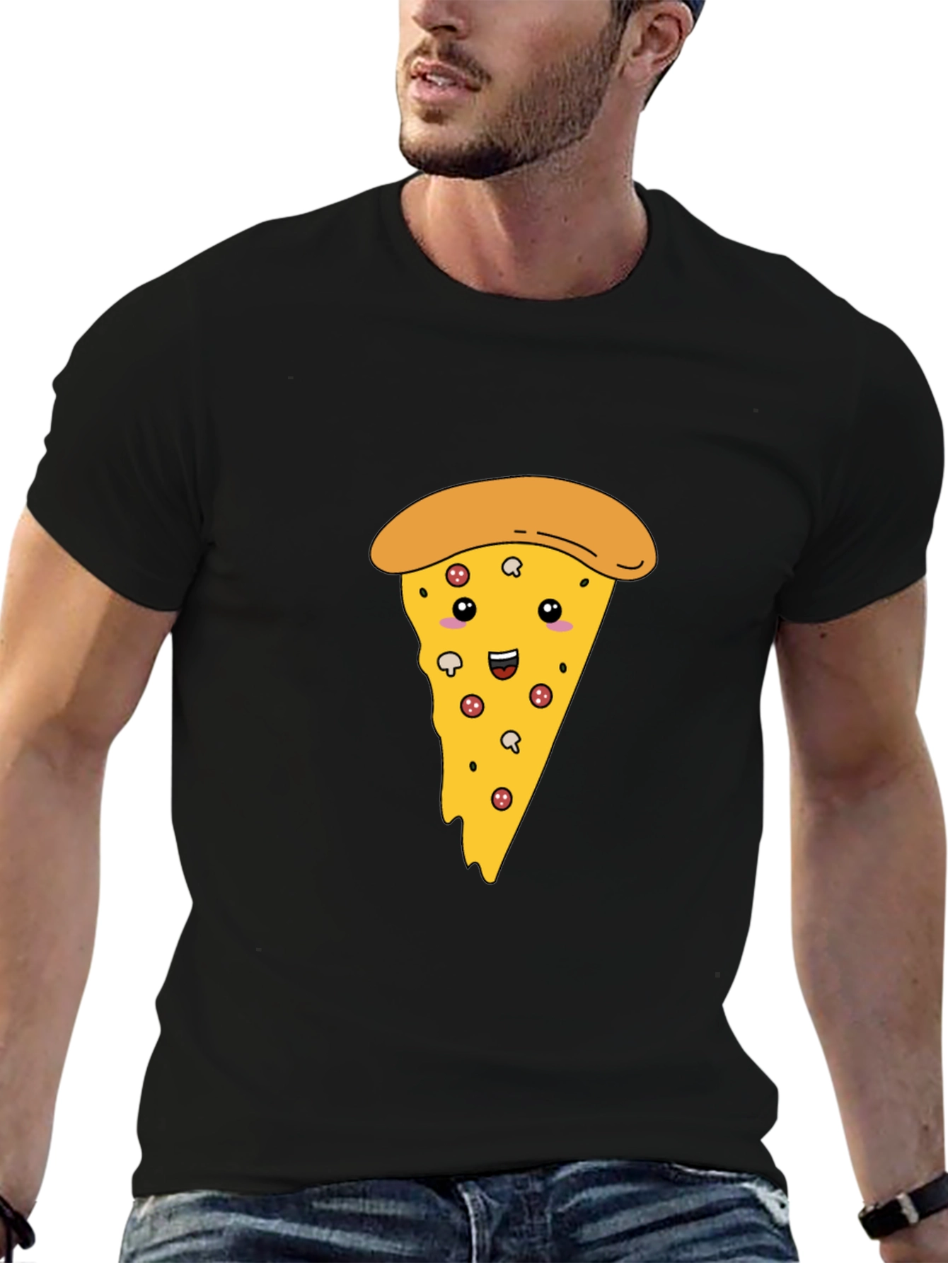 Pizza Slice Graphic Tee - Unisex Black T-Shirt