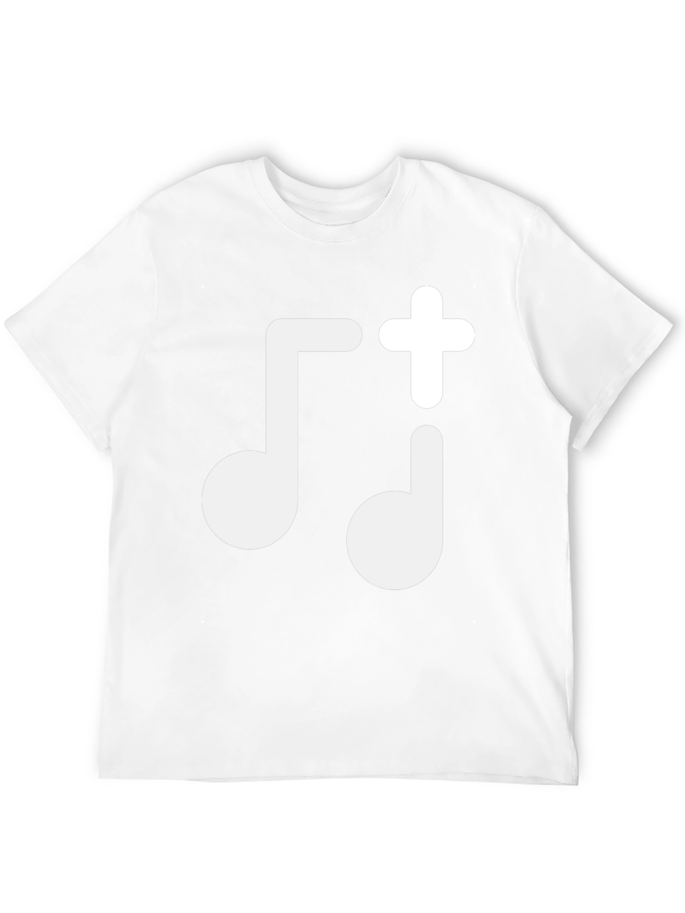 Music Note Plus Sign Black T-Shirt