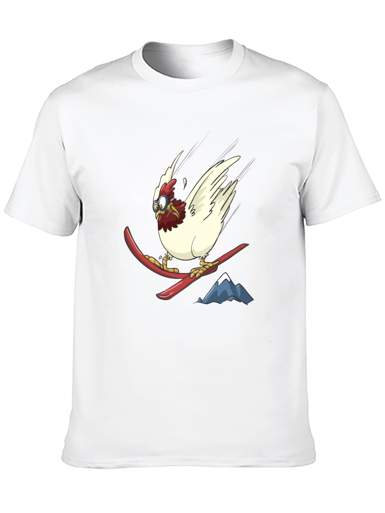 Skiing Chicken Graphic Tee - Unisex Black T-Shirt