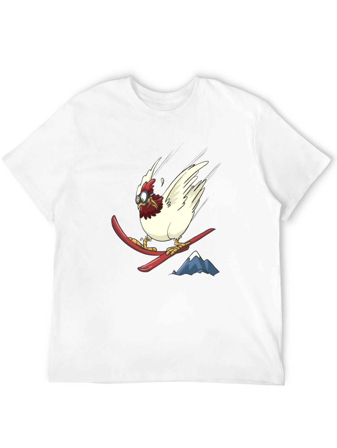 Skiing Chicken Graphic Tee - Unisex Black T-Shirt