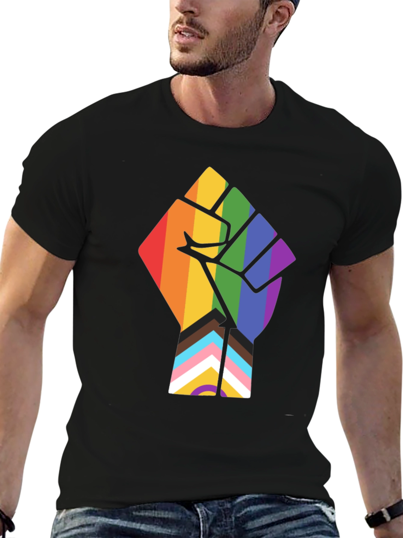 Pride Fist Graphic Tee - Black Cotton T-Shirt