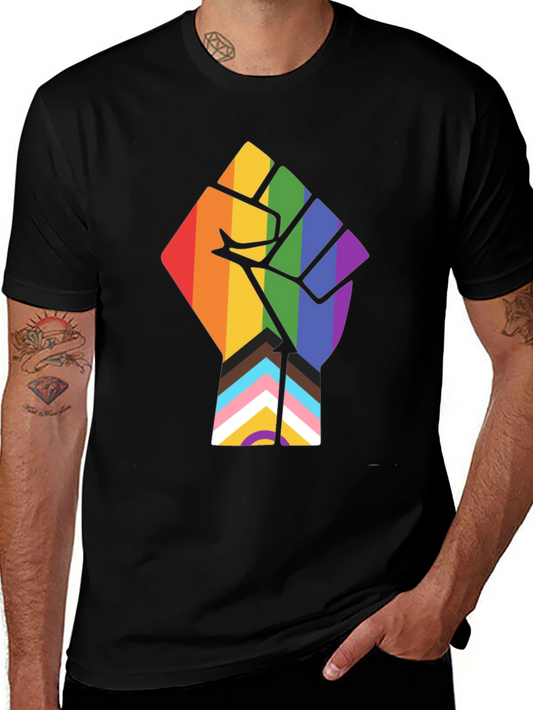 Pride Fist Graphic Tee - Black Cotton T-Shirt