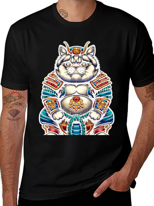 Samurai Cat Graphic Tee - Unique Design
