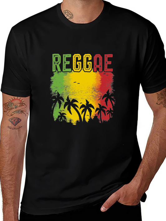 Reggae Graphic T-Shirt - Rasta Colors - Tropical Island Style