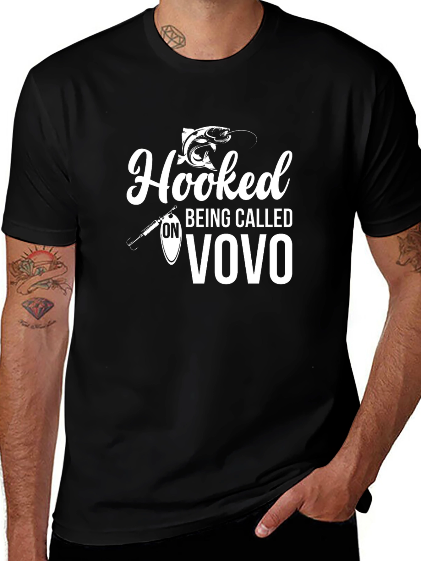 Hooked On Being Called Vovo Black T-Shirt