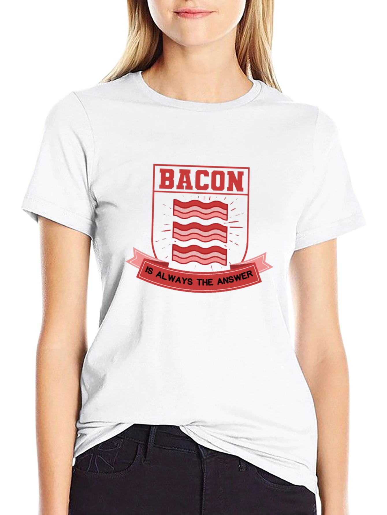Bacon Is Always The Answer Graphic Tee - Black