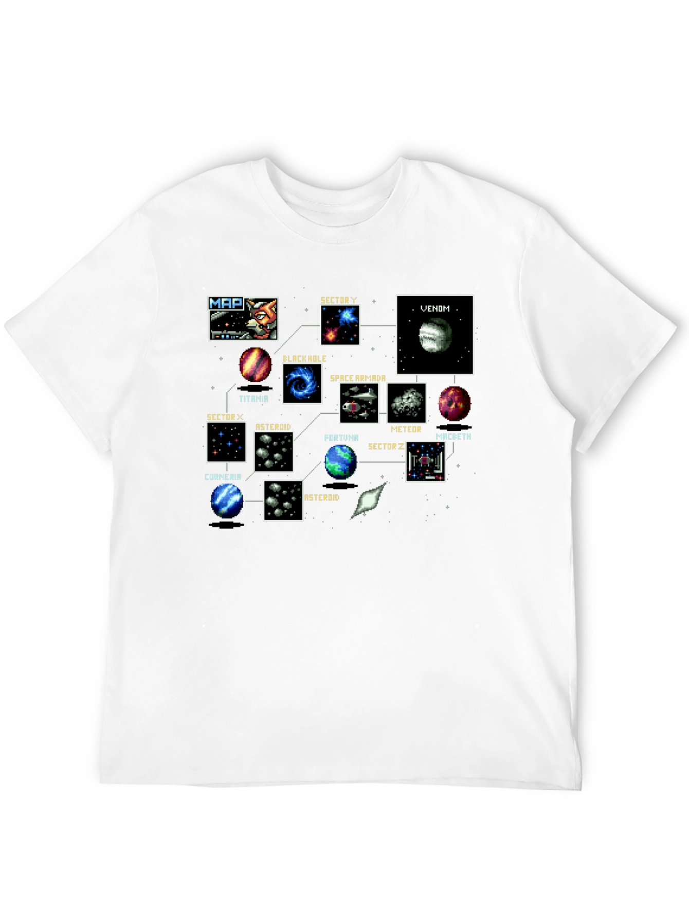 Retro Video Game Map Black T-Shirt