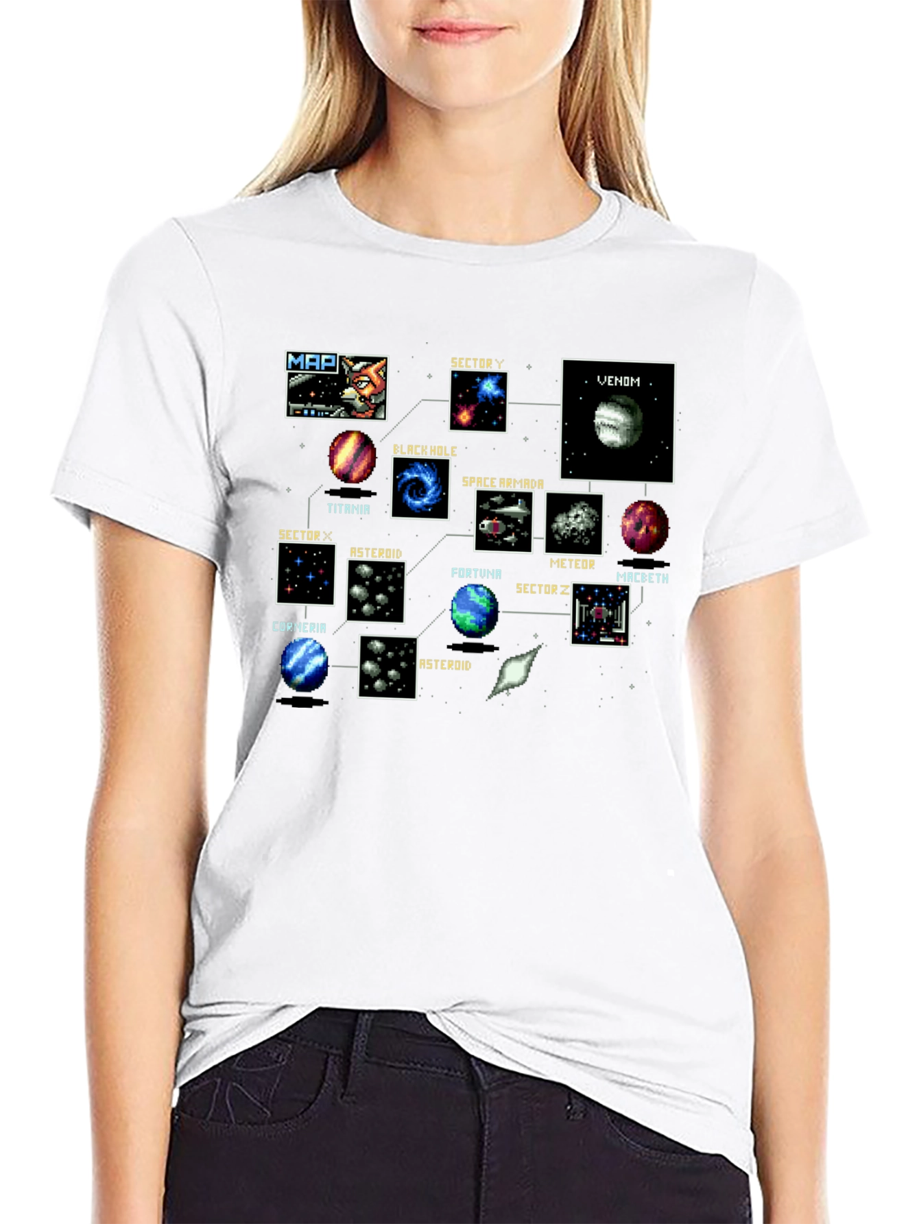 Retro Video Game Map Black T-Shirt