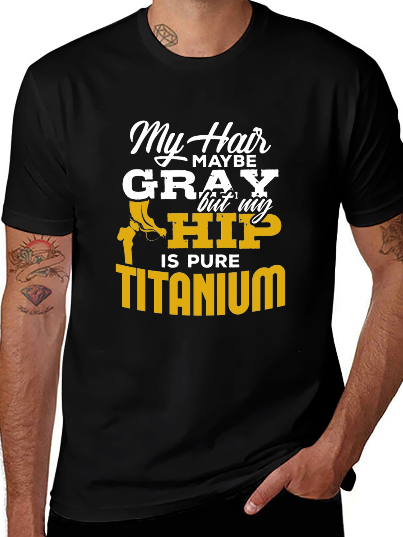 My Hair Maybe Gray Hip Titanium Funny T-Shirt