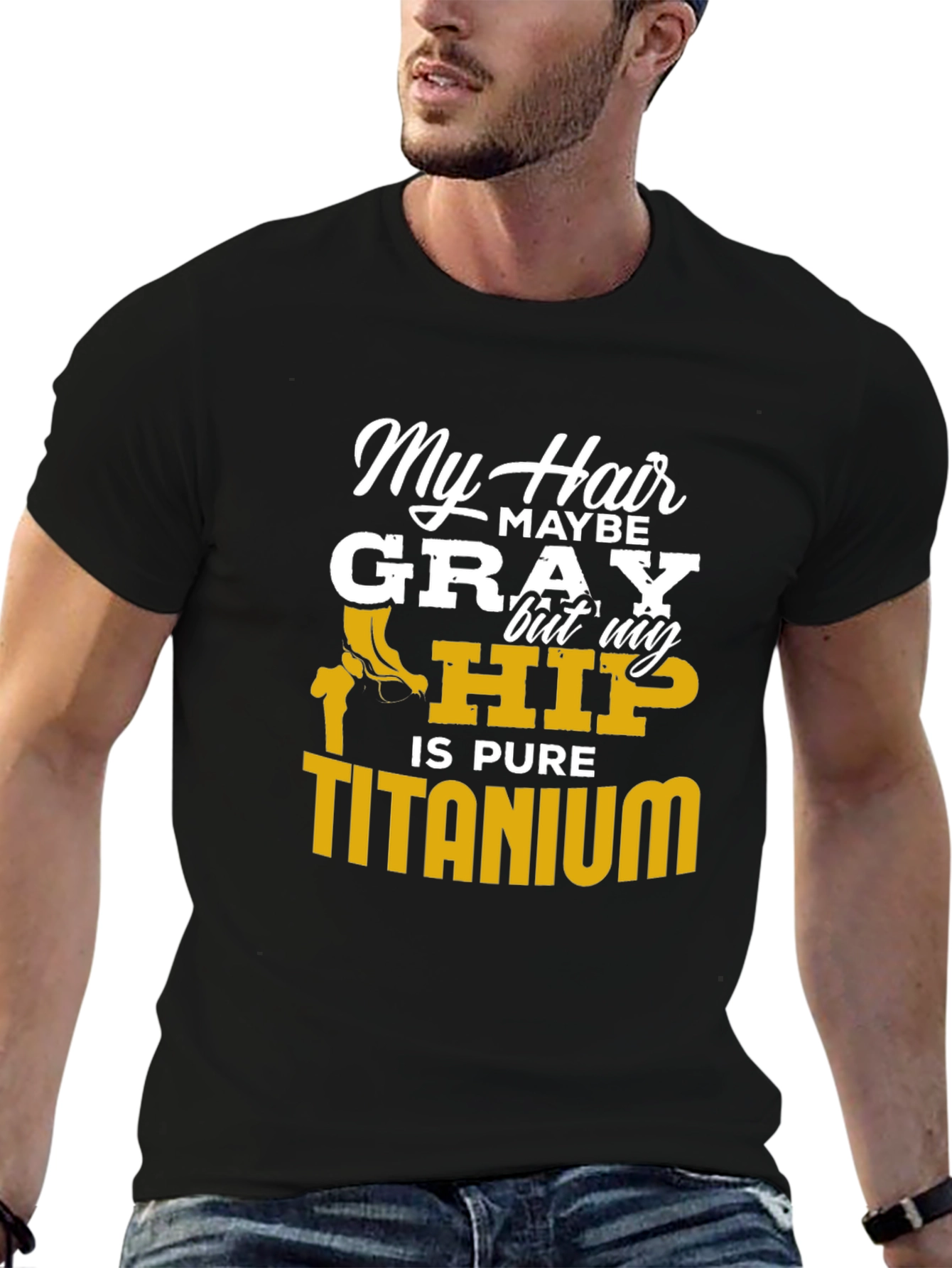 My Hair Maybe Gray Hip Titanium Funny T-Shirt