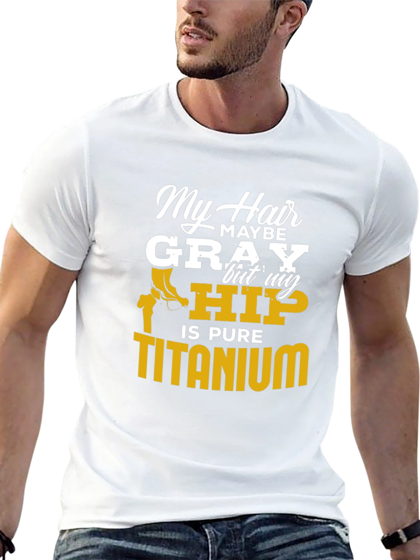 My Hair Maybe Gray Hip Titanium Funny T-Shirt