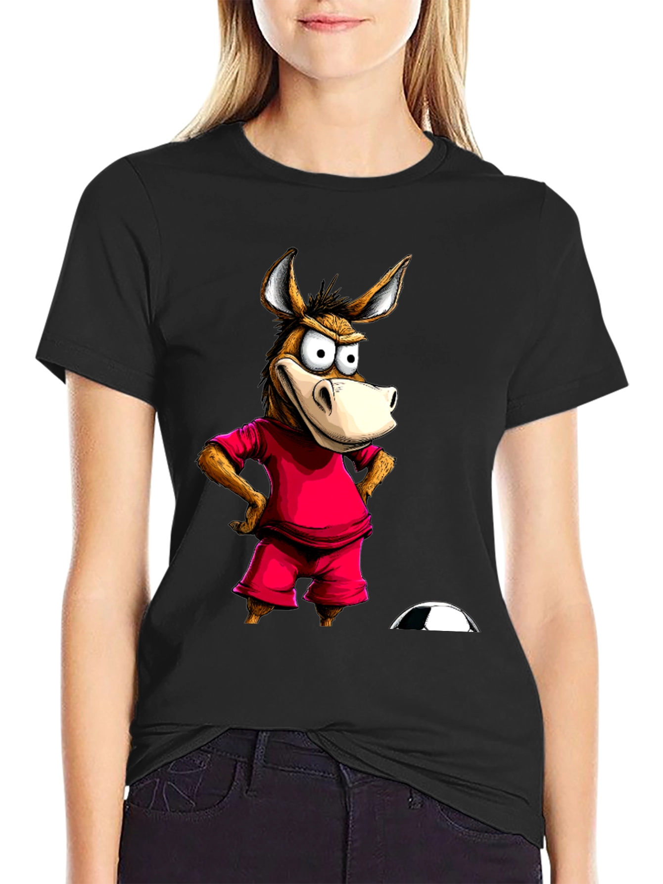 Funny Donkey Soccer T-Shirt - Black