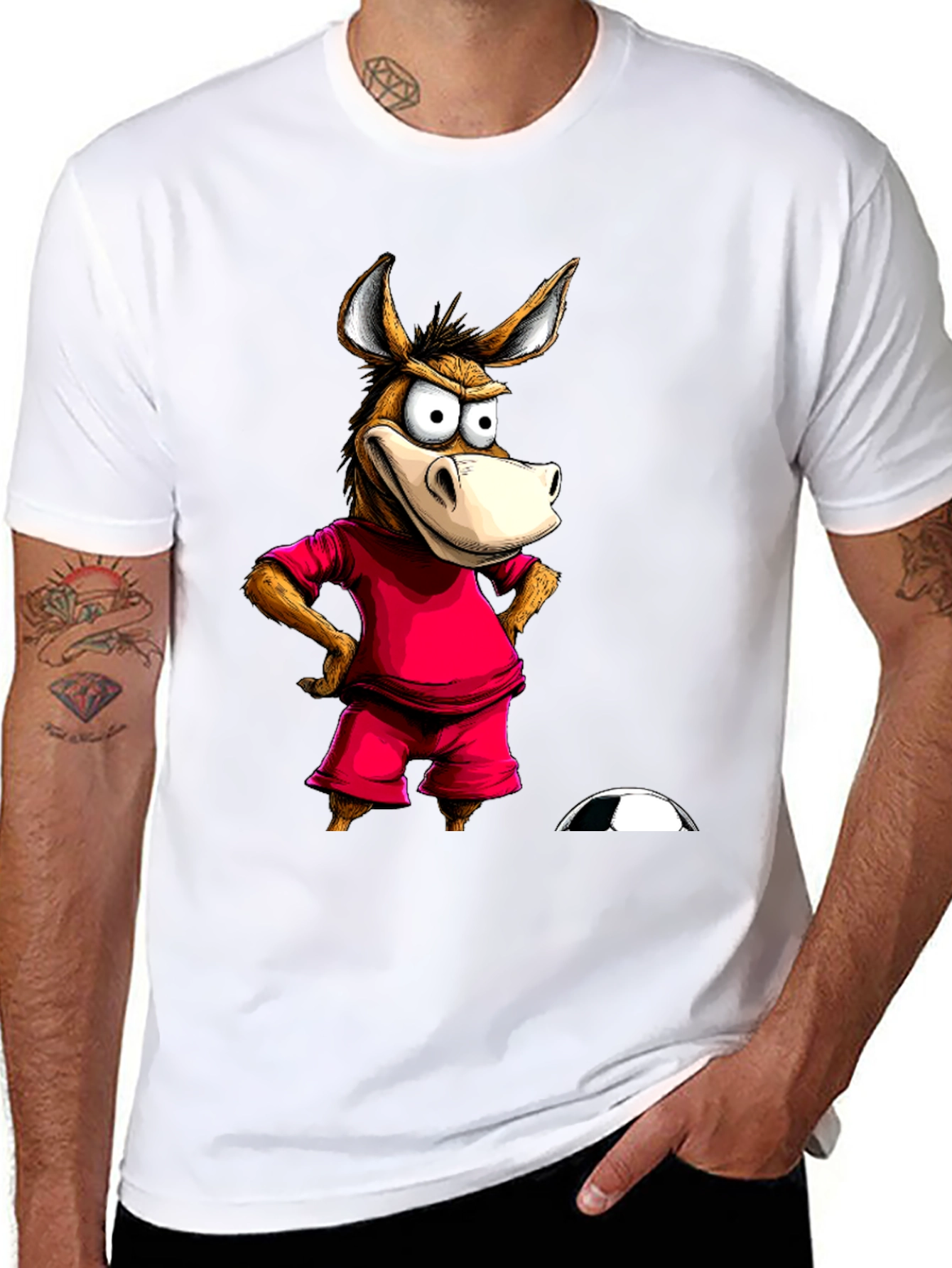 Funny Donkey Soccer T-Shirt - Black