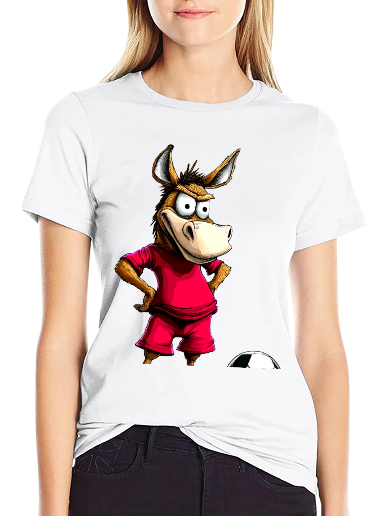 Funny Donkey Soccer T-Shirt - Black