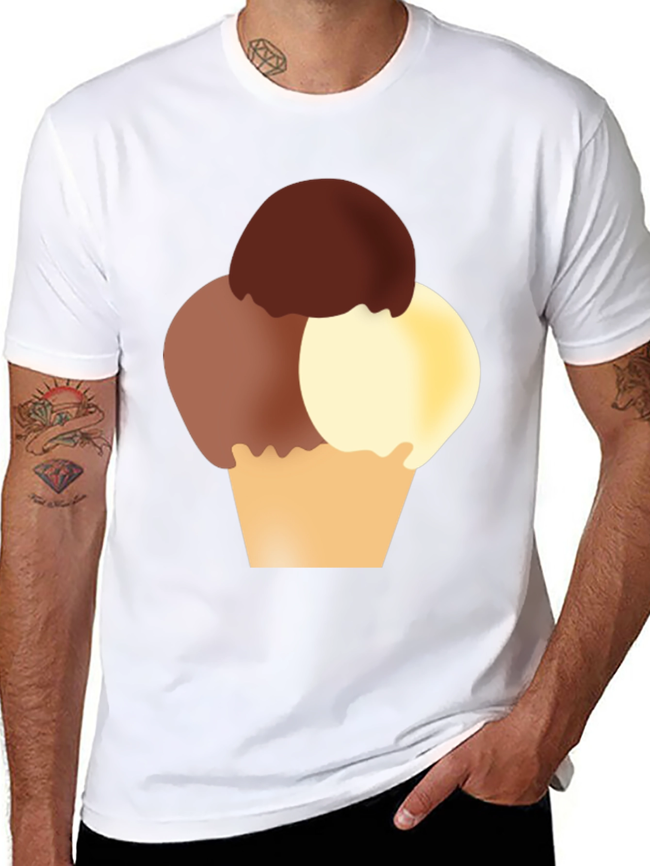 Ice Cream Graphic Tee - Black Cotton T-Shirt