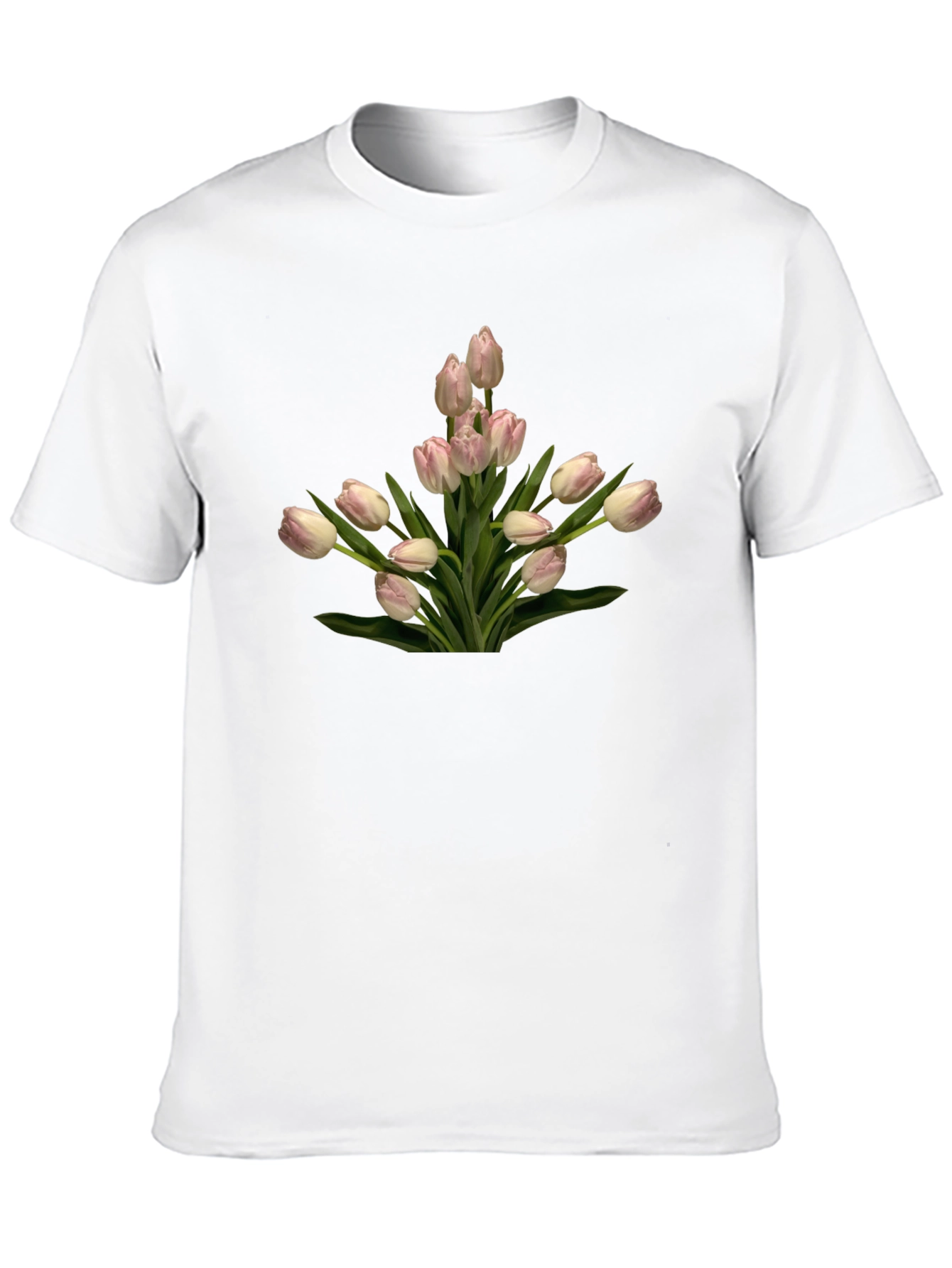 Tulip Bouquet Graphic Tee - Black Cotton T-Shirt