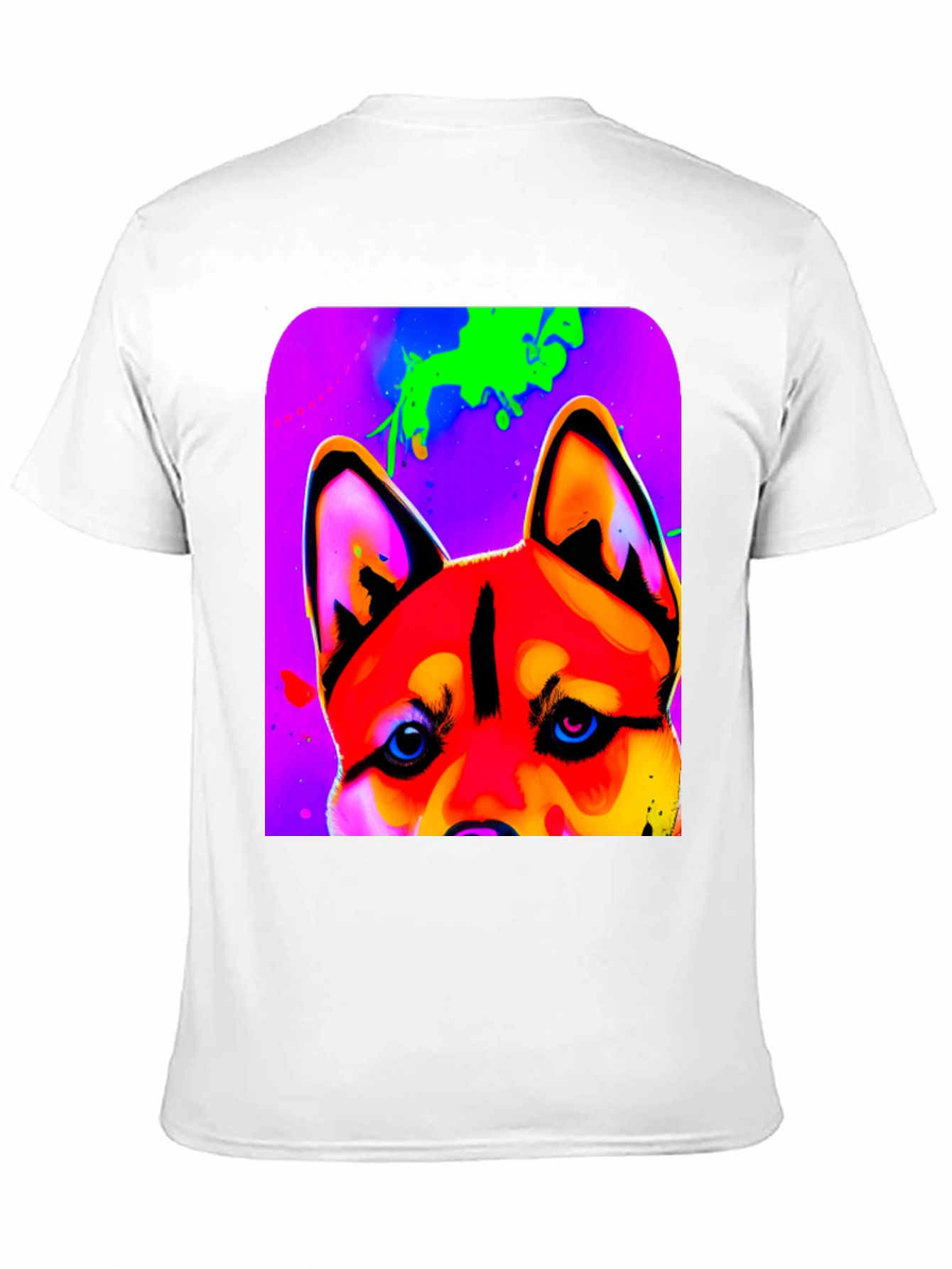 Vibrant Dog Graphic T-Shirt - Artistic Animal Print