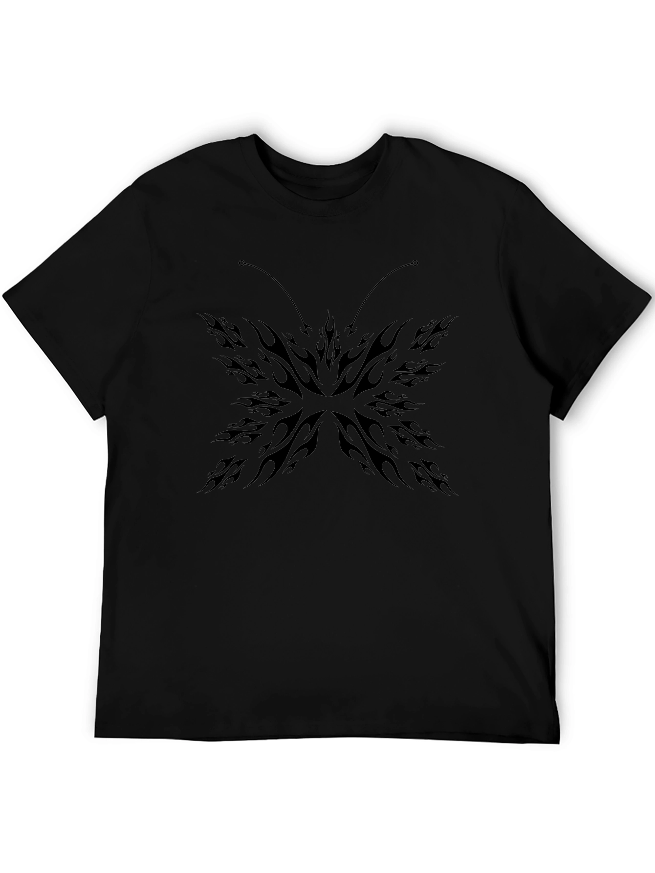 Black Butterfly Flame Graphic Tee - Mens Casual T-Shirt