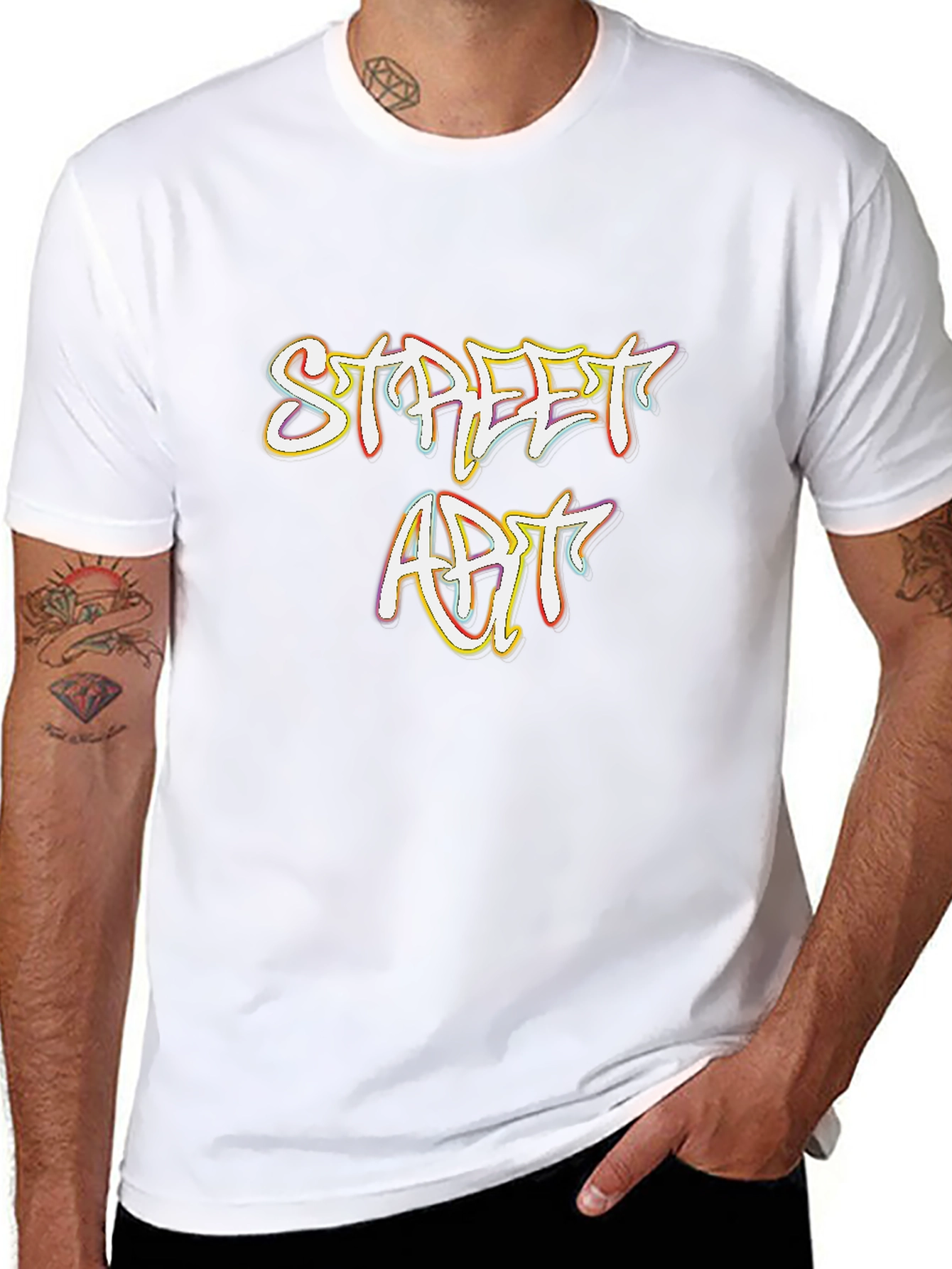 Street Art Graphic Print Black T-Shirt