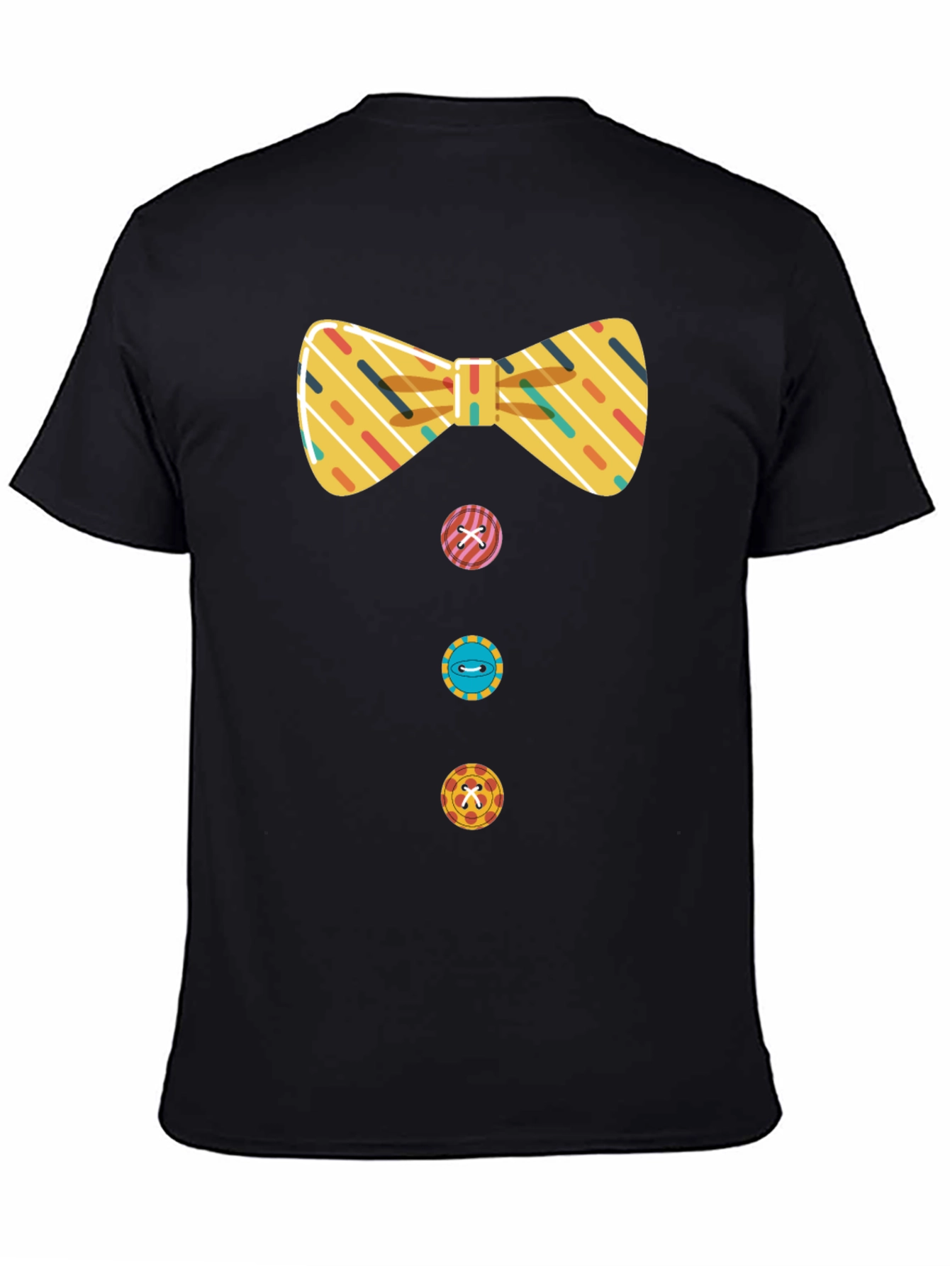 Novelty Bowtie & Buttons Black T-Shirt