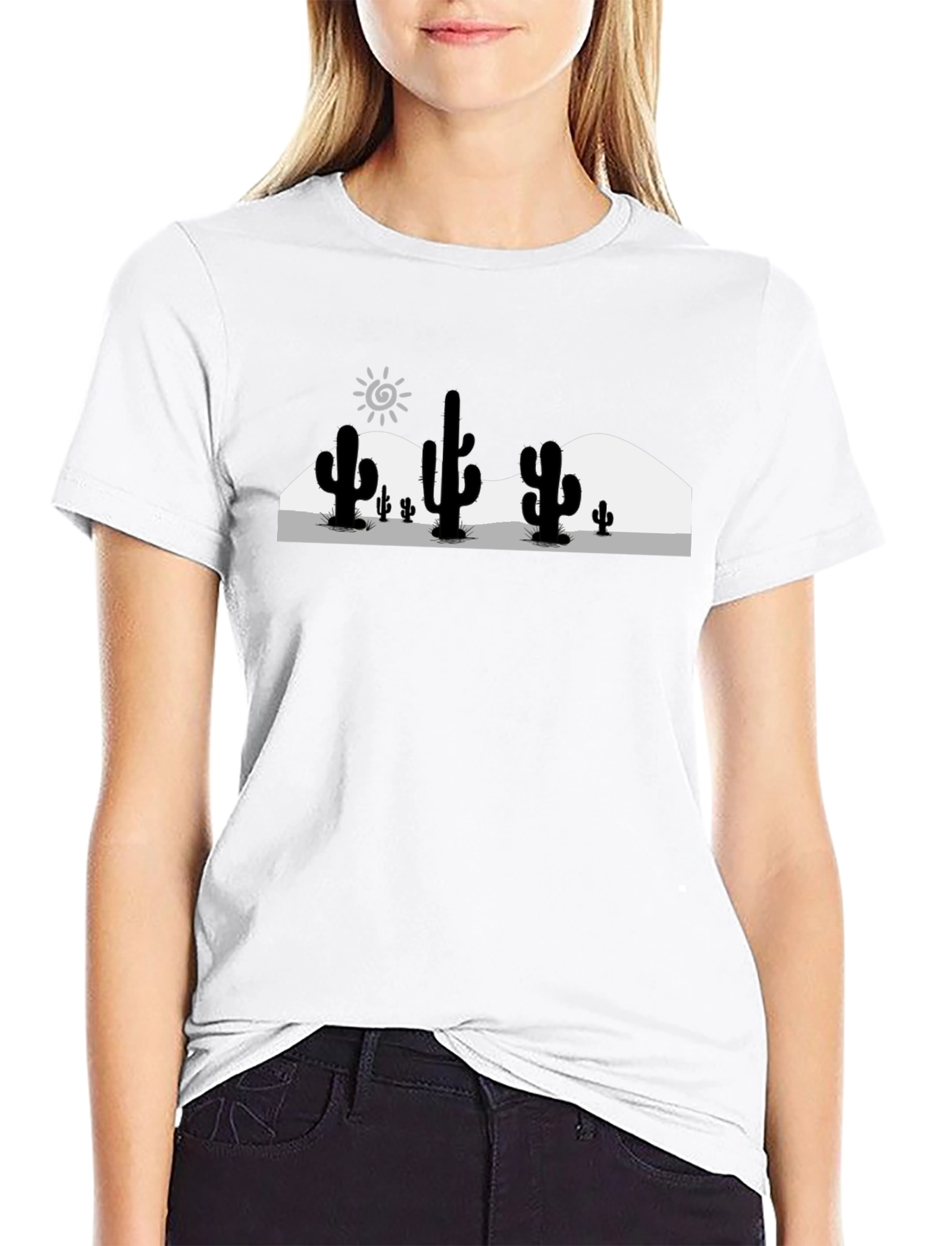 Desert Cactus Graphic T-Shirt - Black