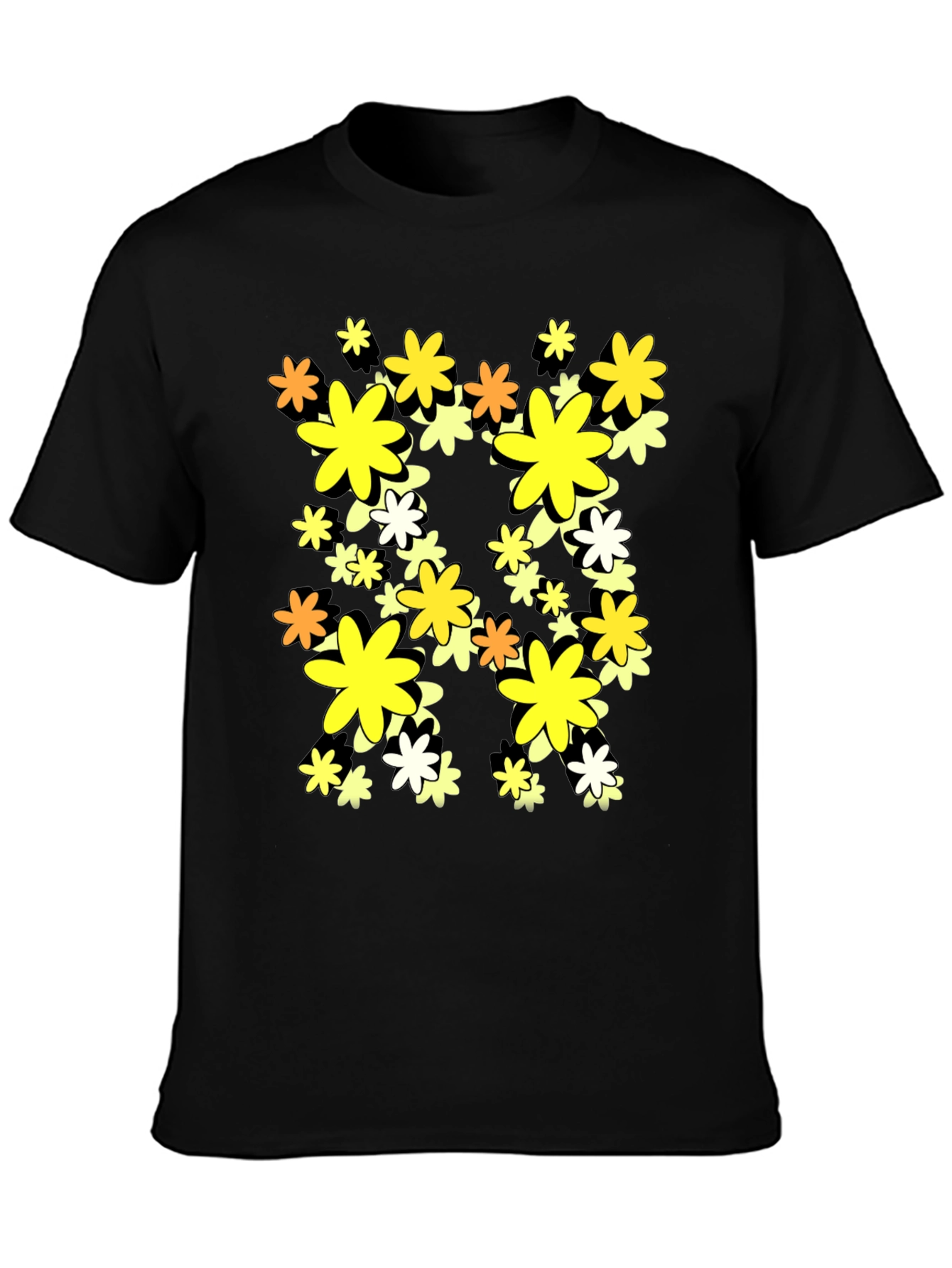 Floral Graphic Print Black T-Shirt