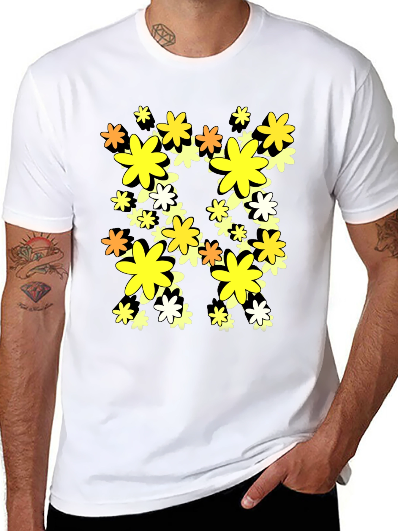 Floral Graphic Print Black T-Shirt