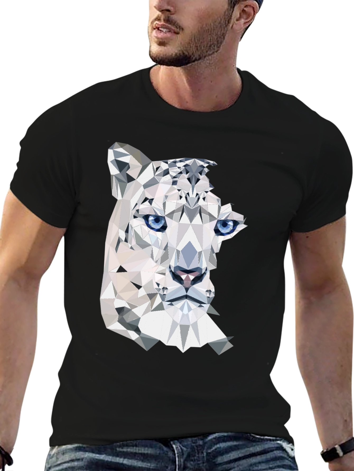 Geometric Snow Leopard Graphic Tee